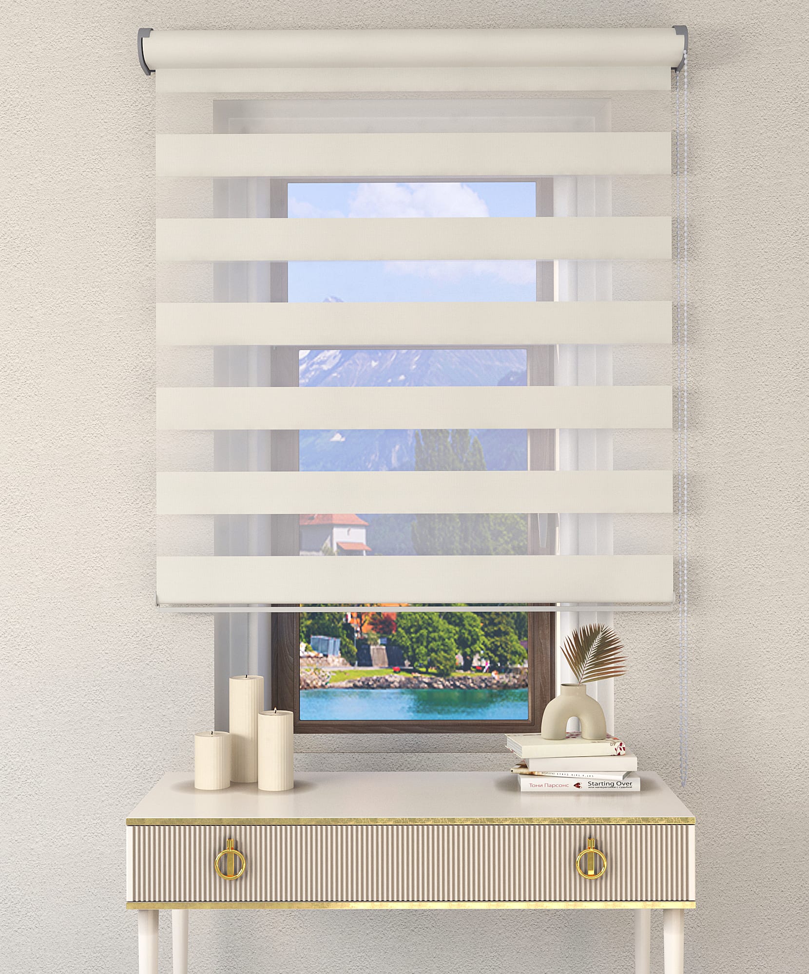 Bambu Zebra Perde - Beyaz