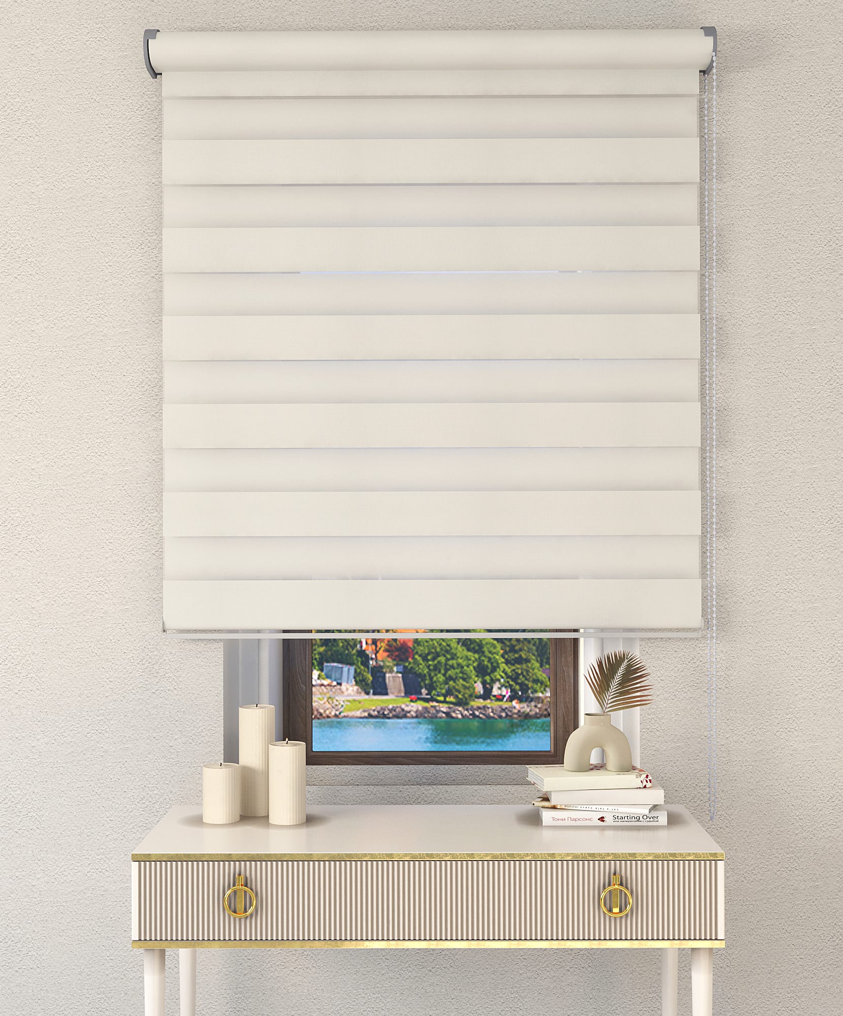 Bambu Zebra Perde - Beyaz