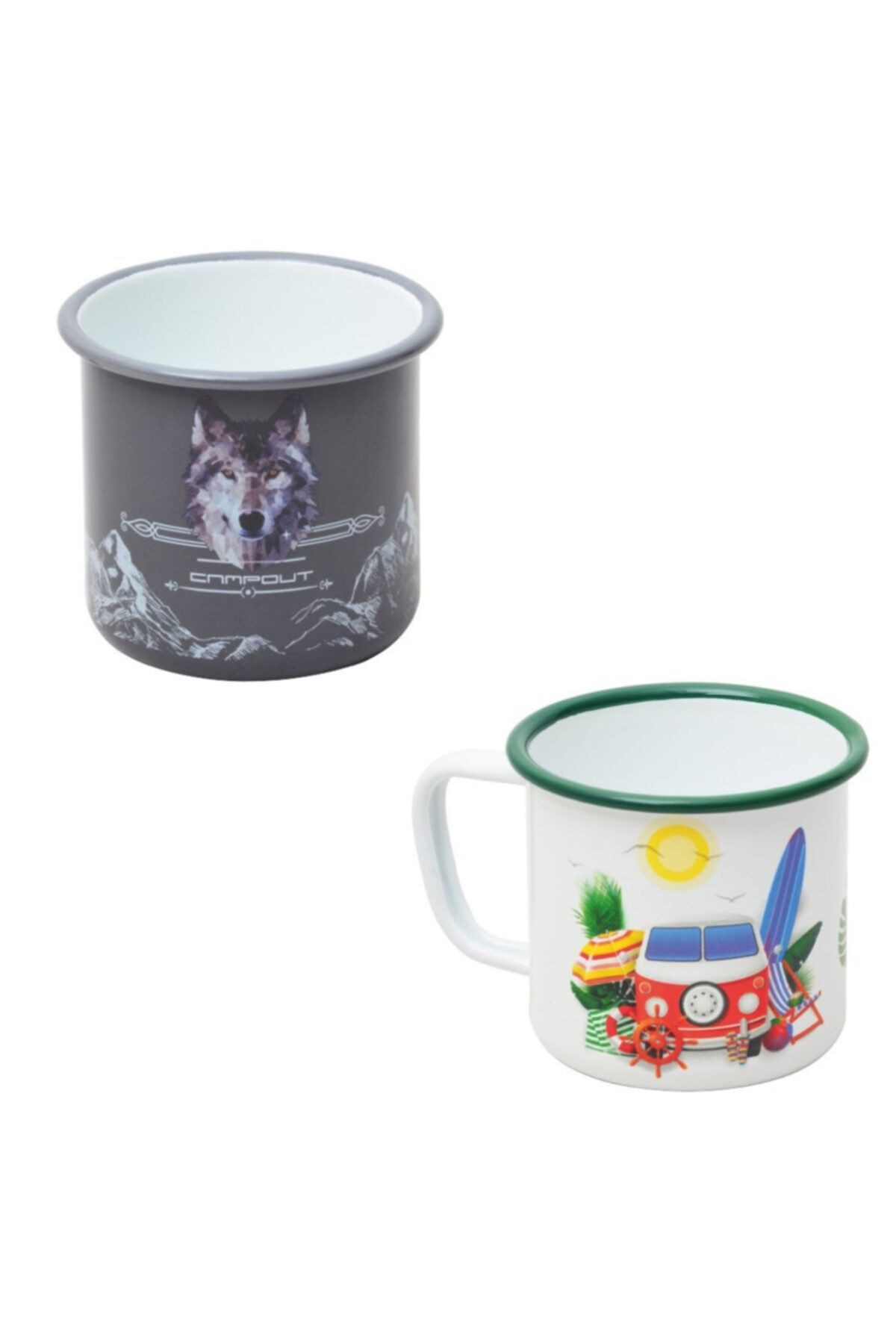 Campout Emaye Kupa Karavan+Gri Kurt Set