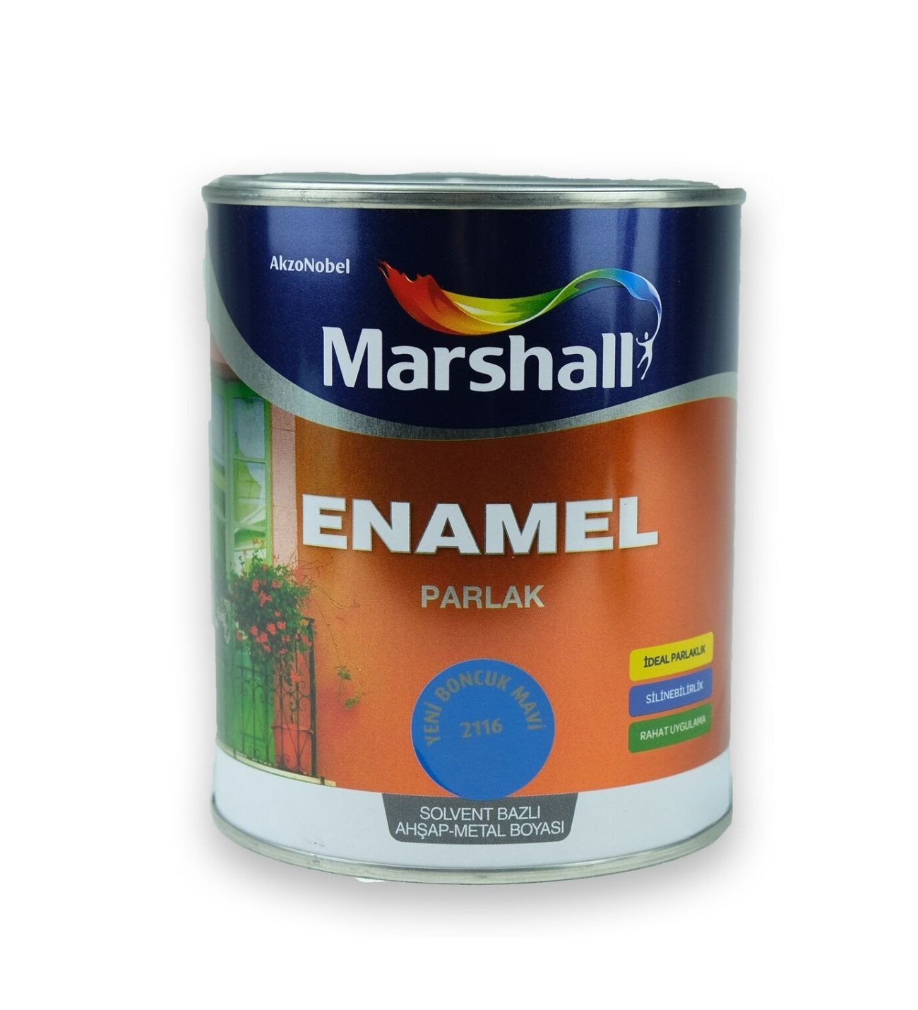 Enamel Parlak Ahşap Metal Boyası Boncuk Mavi 2,5 L