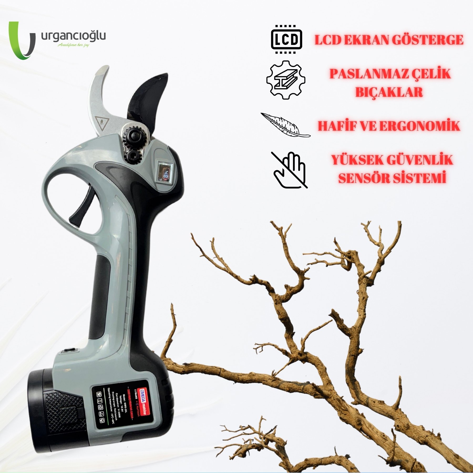 Akülü Elektrikli Budama Makası 35mm 4.5Ah