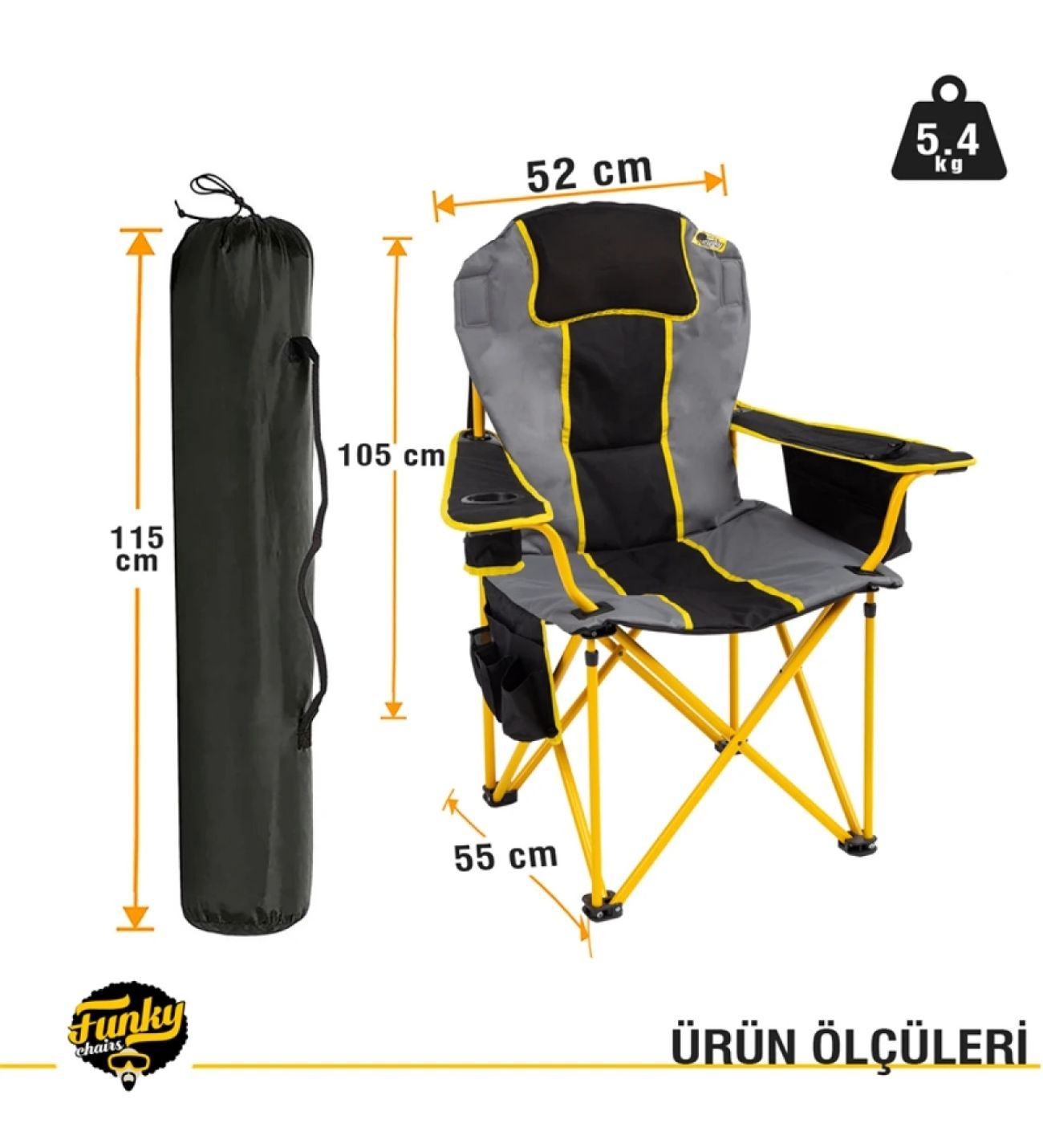 Big Boy Katlanabilir XL Kamp Sandalyesi-Gri