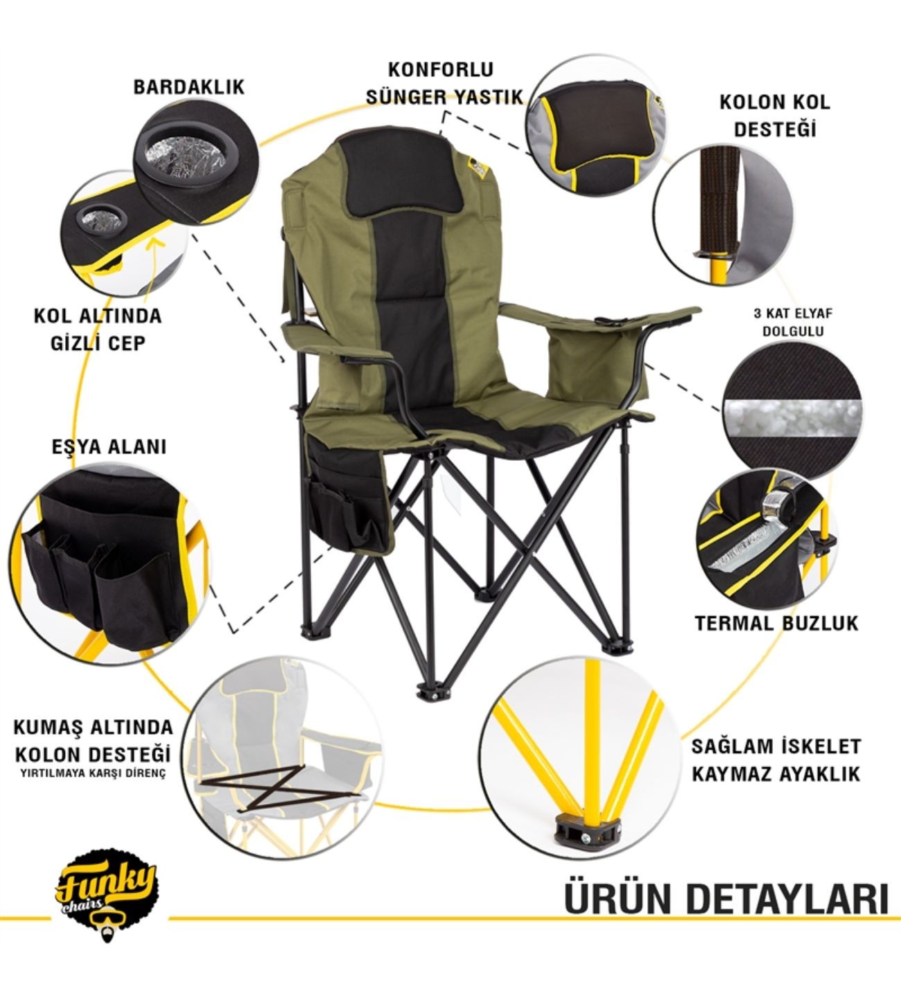 Big Boy Katlanabilir XL Kamp Sandalyesi-Haki