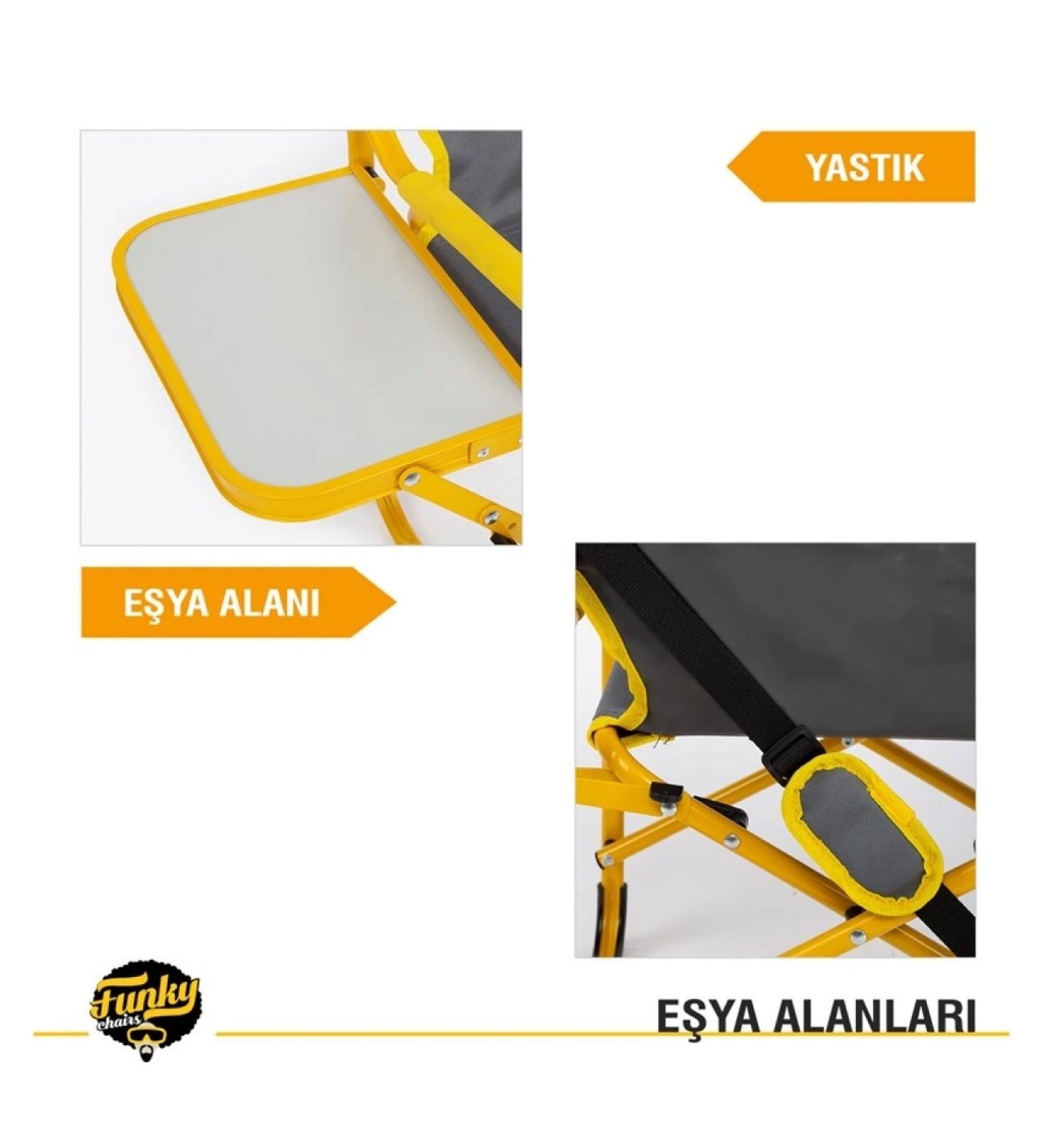 Extra Katlanabilir XL Kamp Koltuğu-Sarı
