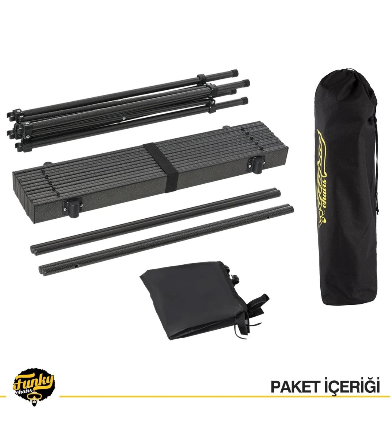 Family Large Katlanabilir Alüminyum Kamp Masası Siyah+4 Adet Tabure