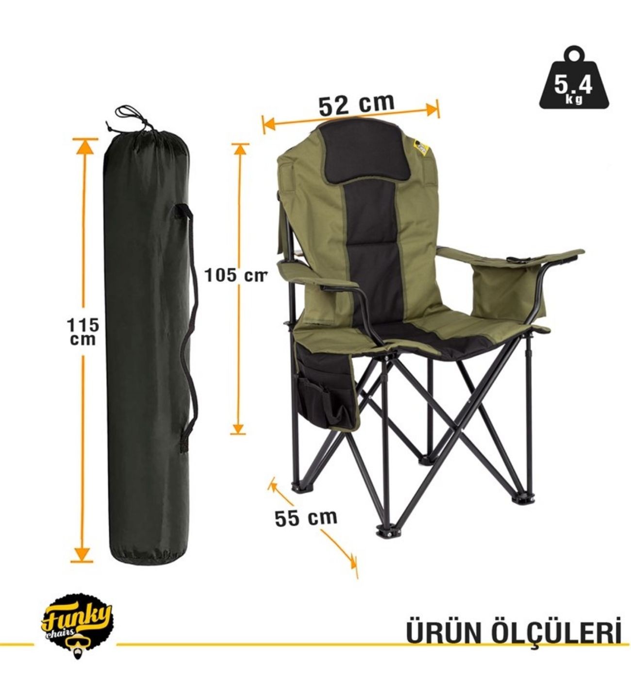 Big Boy Katlanabilir XL Kamp Sandalyesi-Haki