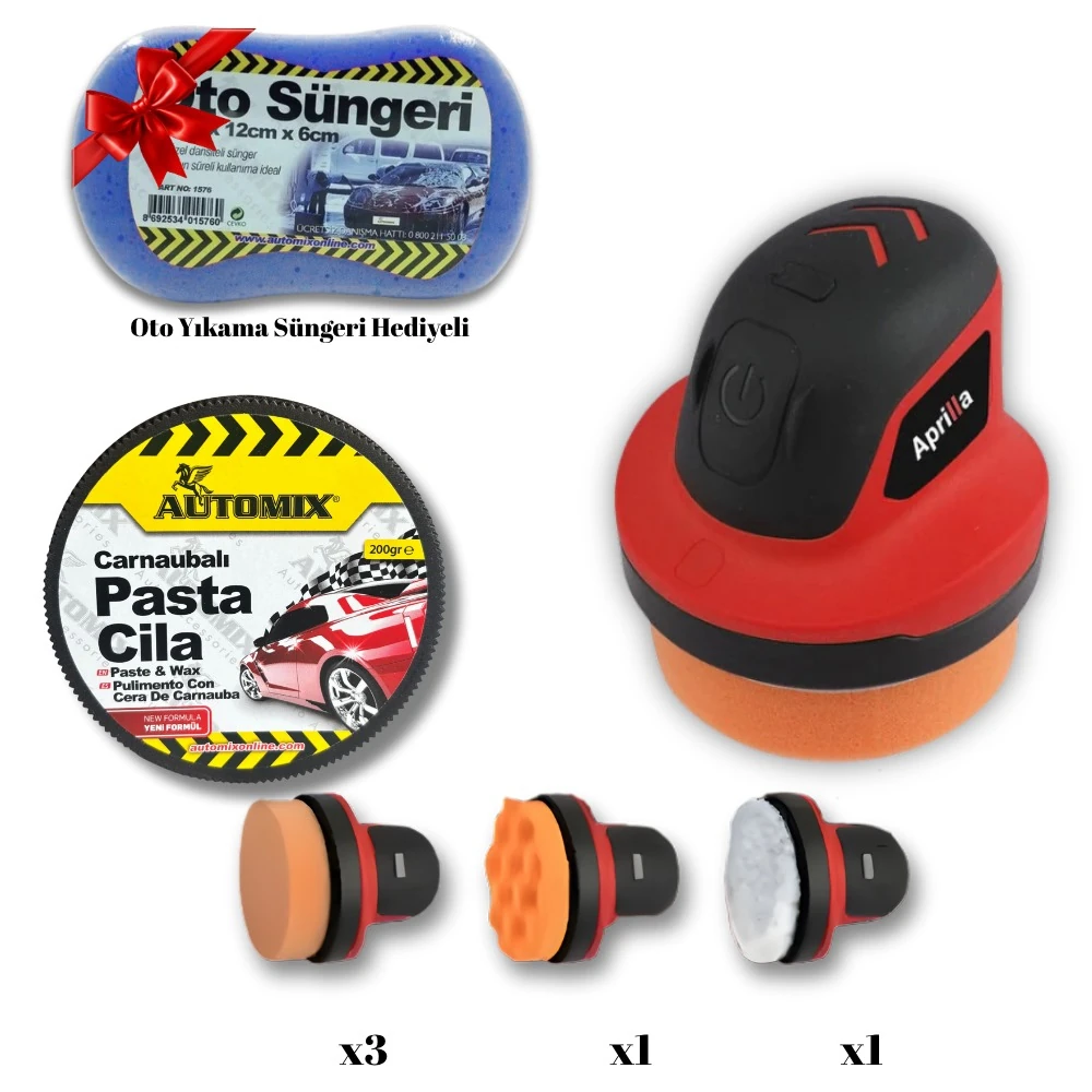 ACC-1199 Şarjlı Polisaj Makinesi+Pasta Cila+Sünger Hediyeli
