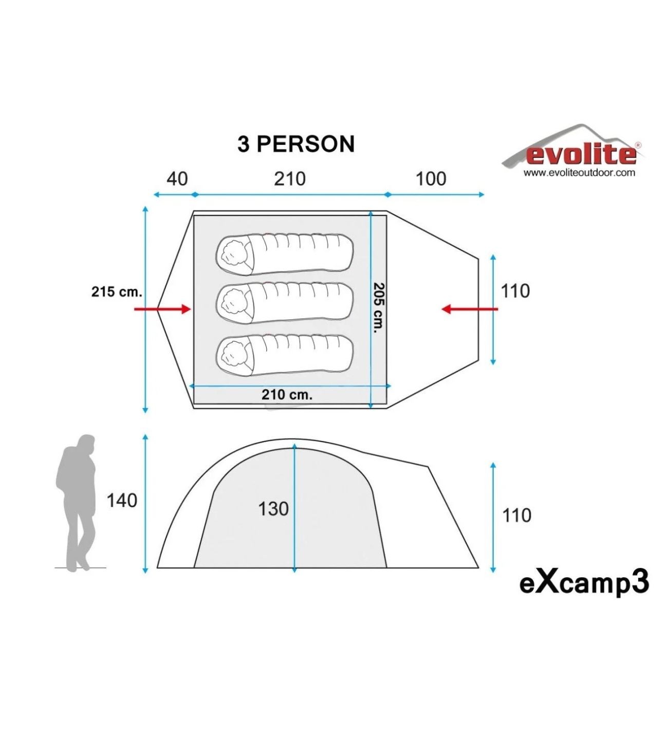 Excamp3 Pro 3 Kişilik Çadır 4 Mevsim E-9204