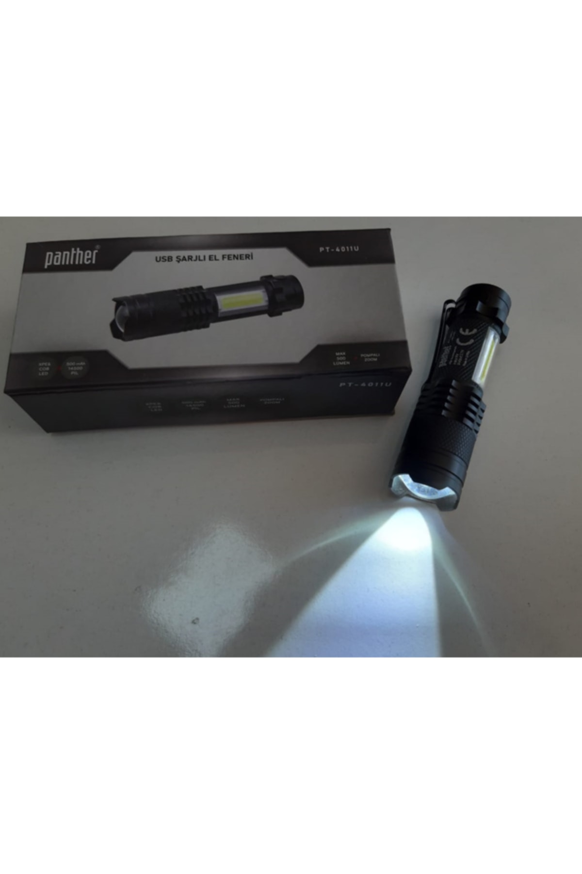 T6 Led Kancalı Zoomlu Işıldaklı Mini Usb Şarjlı Led El Feneri