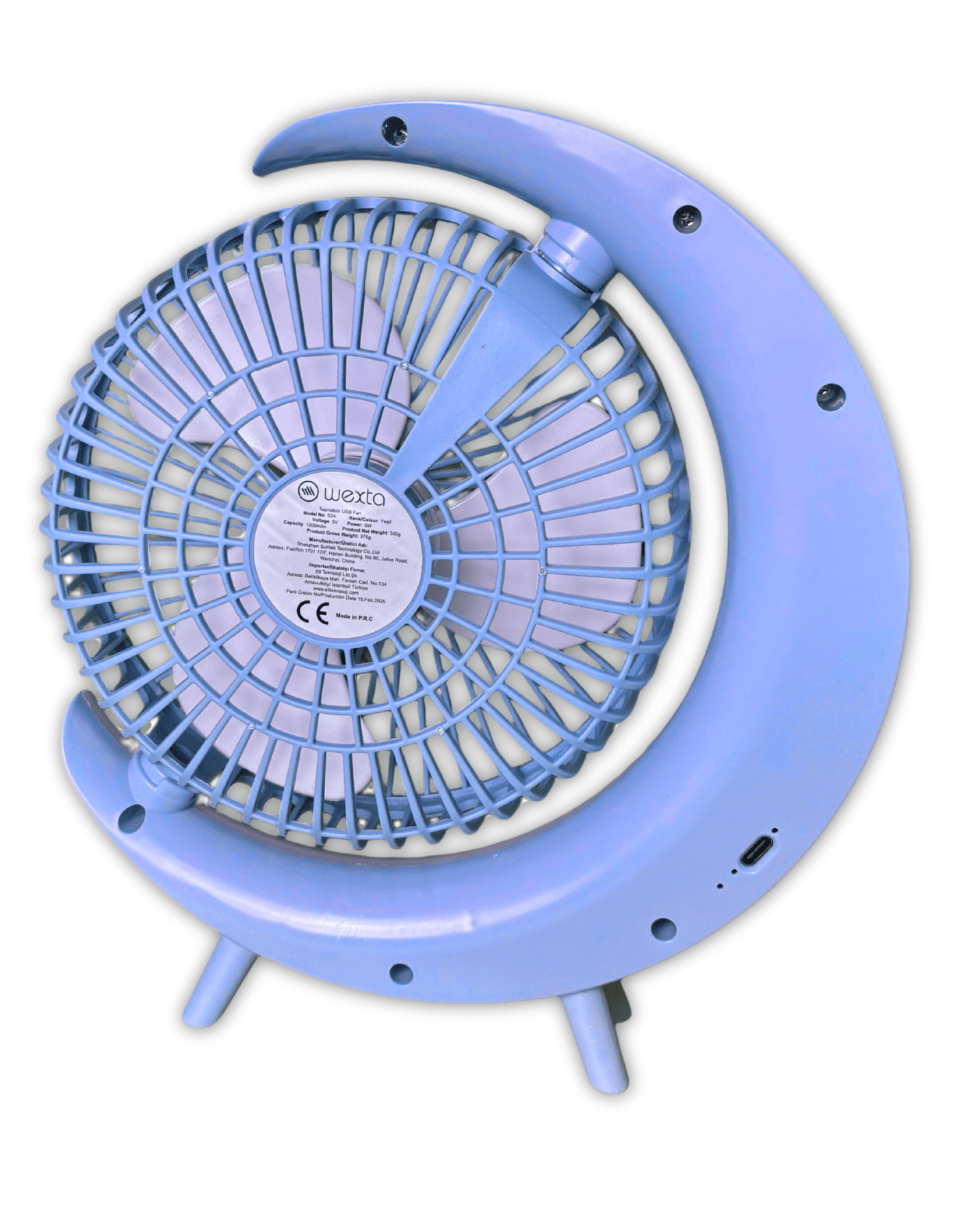 S24 Taşınabilir Masaüstü Mavi Usb Fan