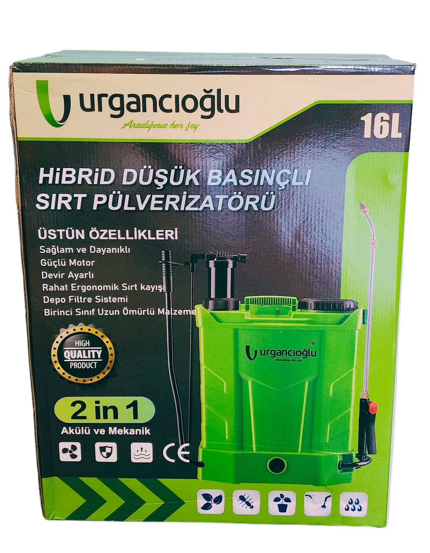Akülü Şarjlı ve Kollu Sırt Tipi İlaçlama Makinesi 16 Lt