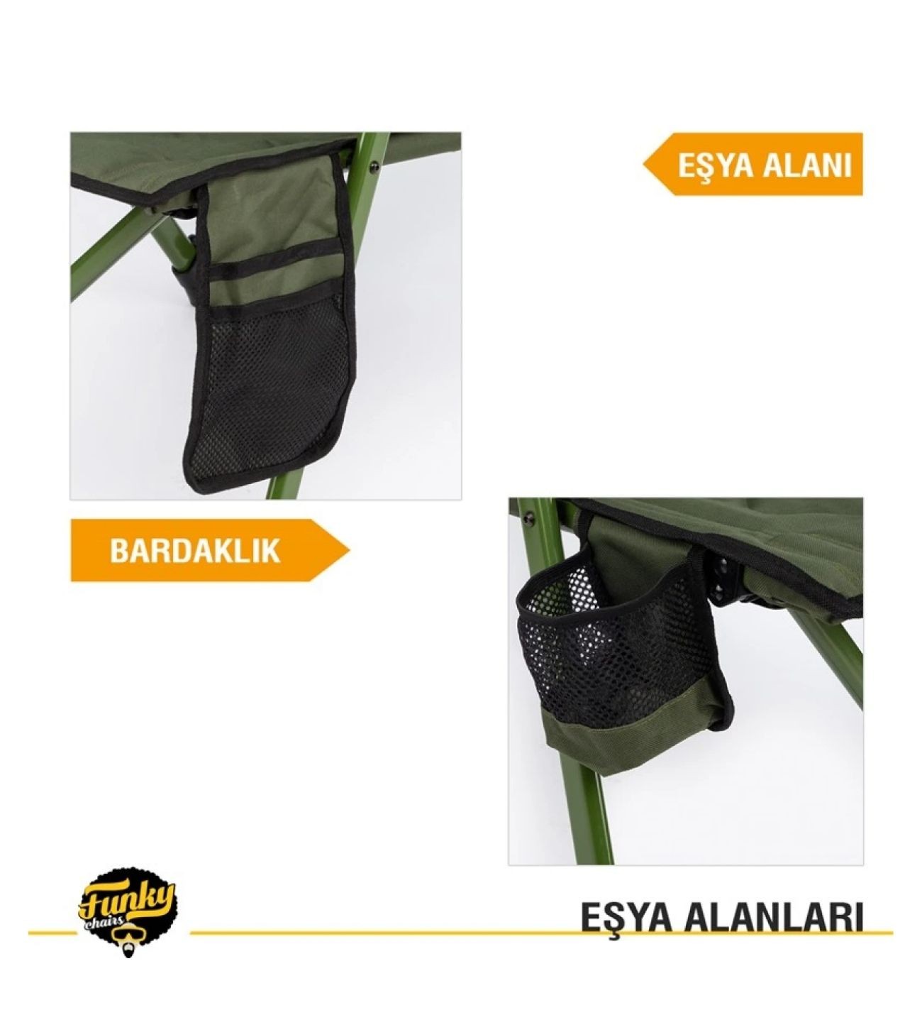 Comfort 3 Kademeli Katlanabilir Kamp Sandalyesi-Haki