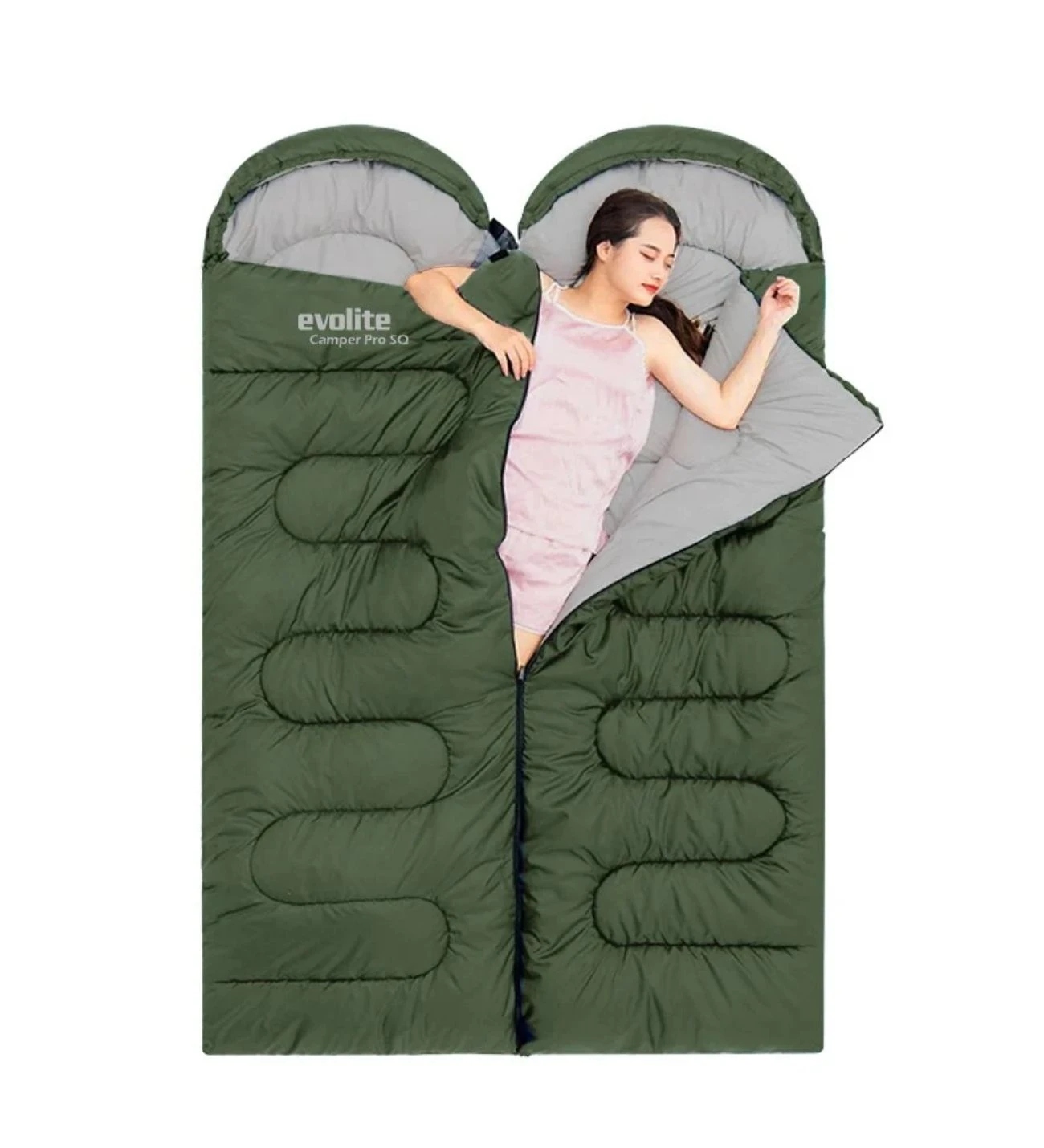 Camper Pro SQ Birleştirilebilir 2 Kişilik Uyku Tulumu Haki