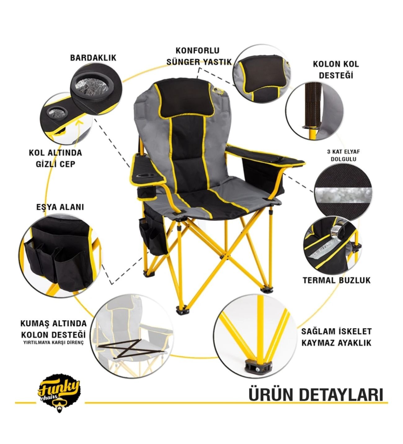 Big Boy Katlanabilir XL Kamp Sandalyesi-Gri