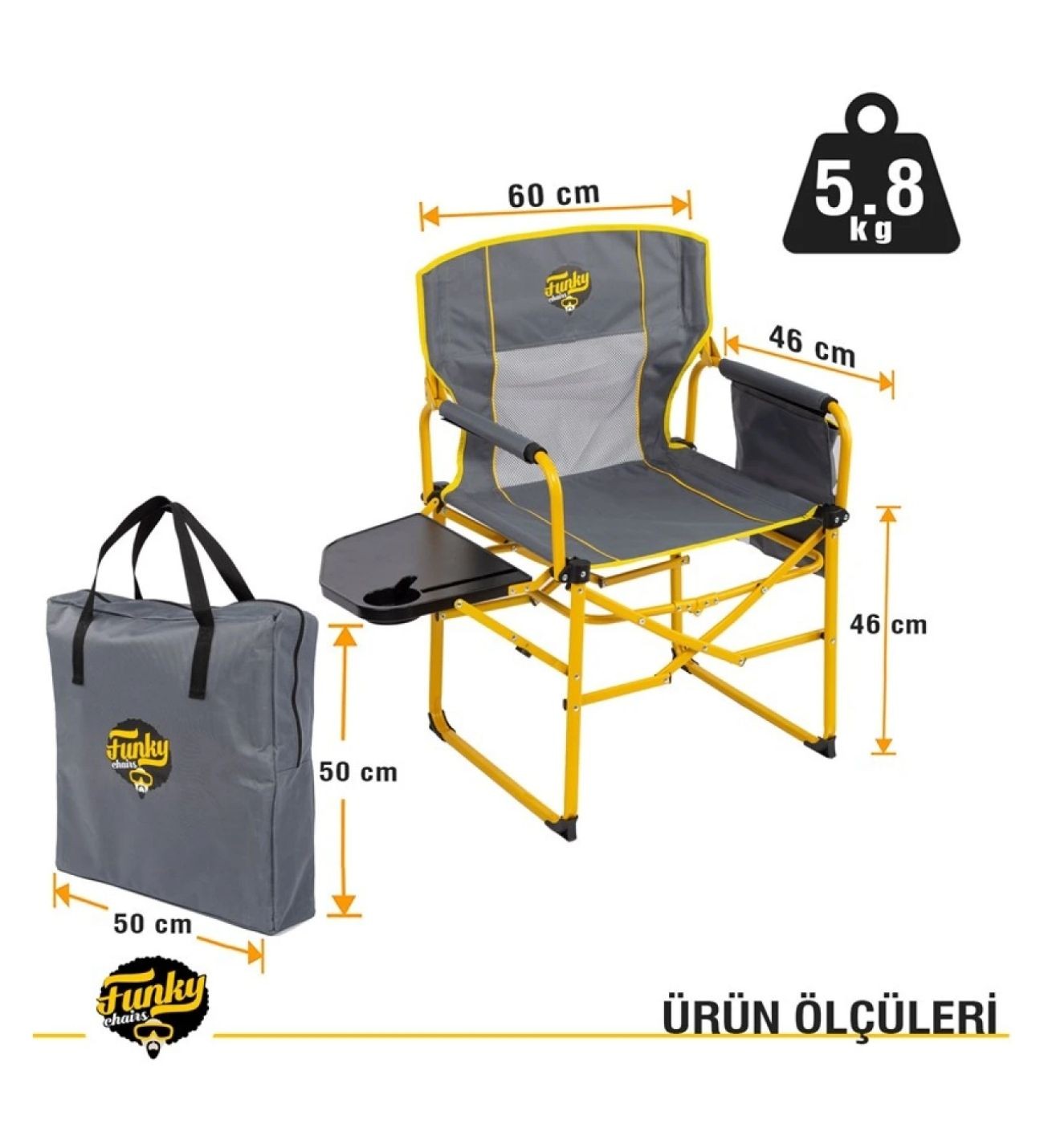 Extra Katlanabilir XL Kamp Koltuğu-Sarı