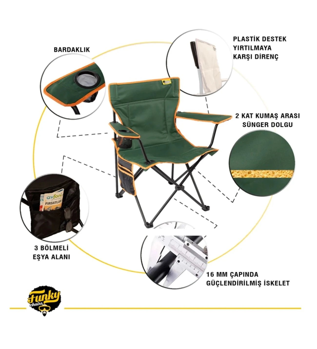 V2 Petrol Yeşili Lüks Kamp Sandalyesi
