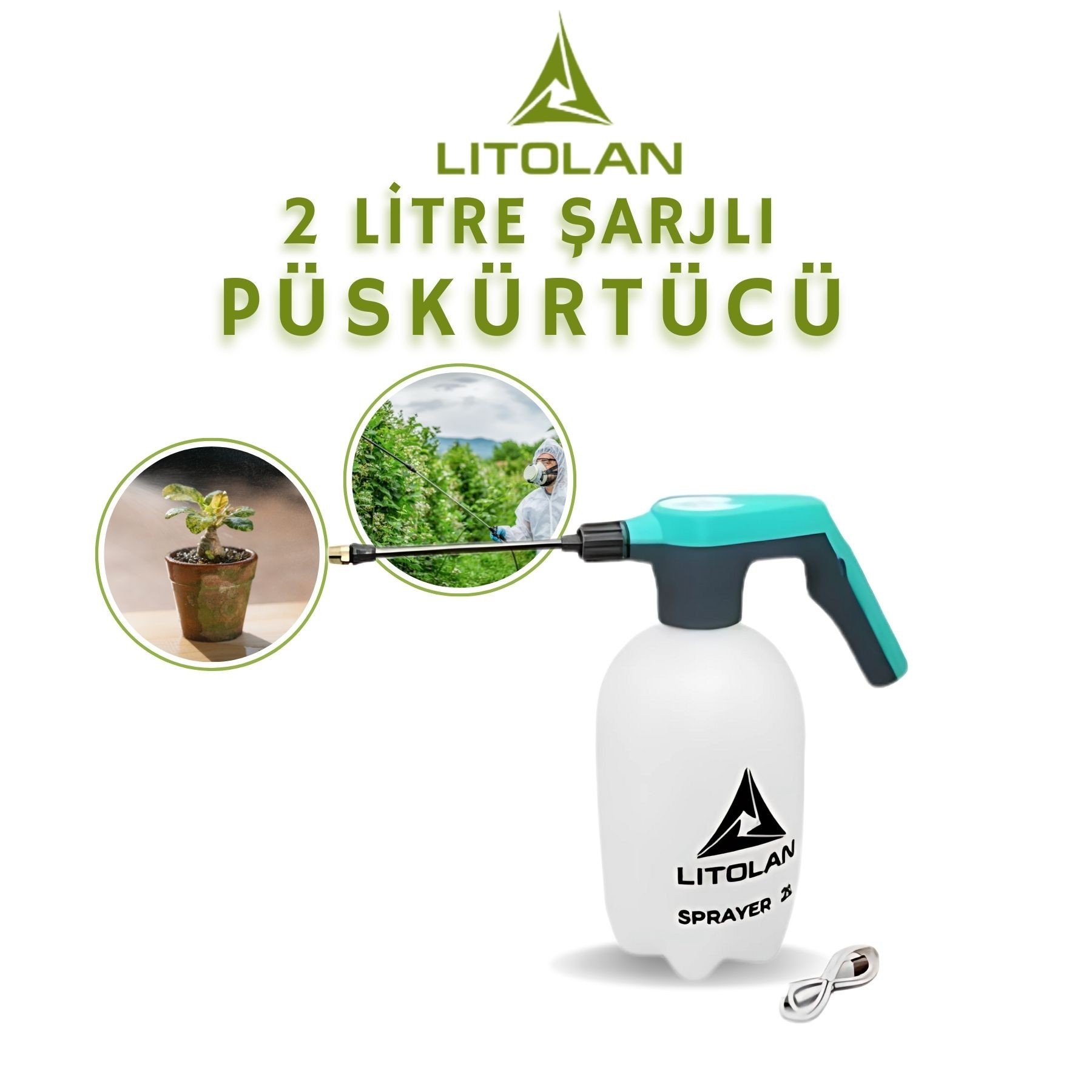 Zirai İlaçlama Pompası Şarjlı 2Lt (Turkuaz)