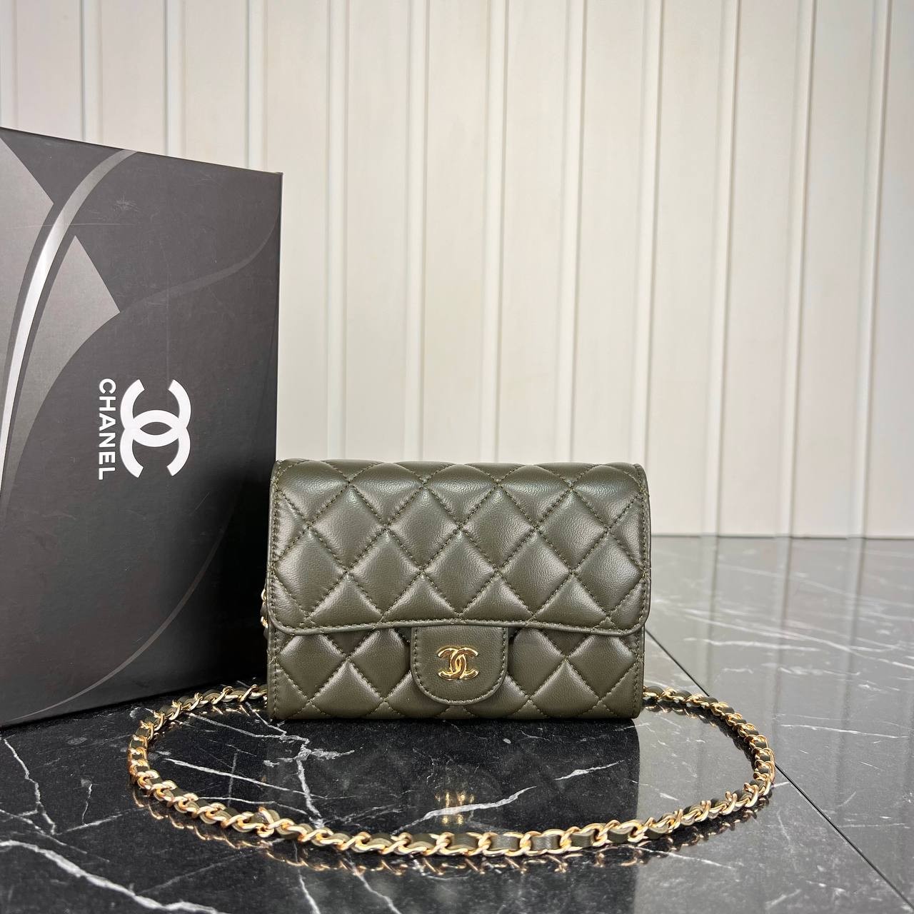 Coco Woc  Chain Clutch  Small Wallet - Khaki的图片