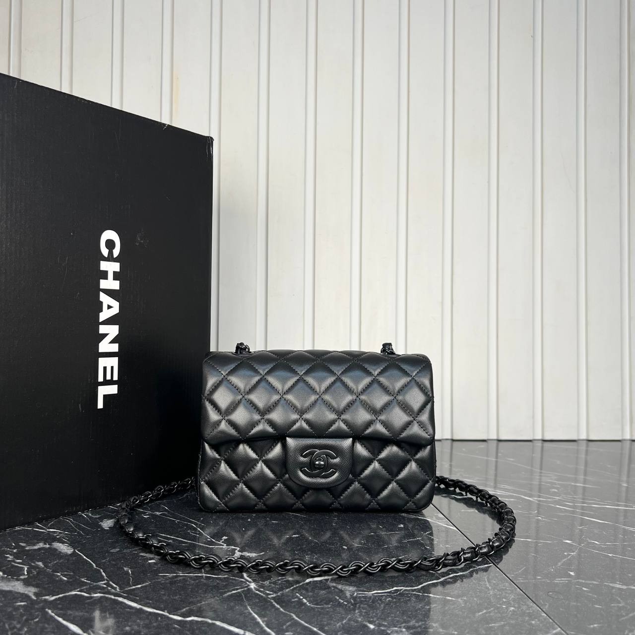 Picture of 1.55 Cappitone Mini Flap Bag  - Black Hardware