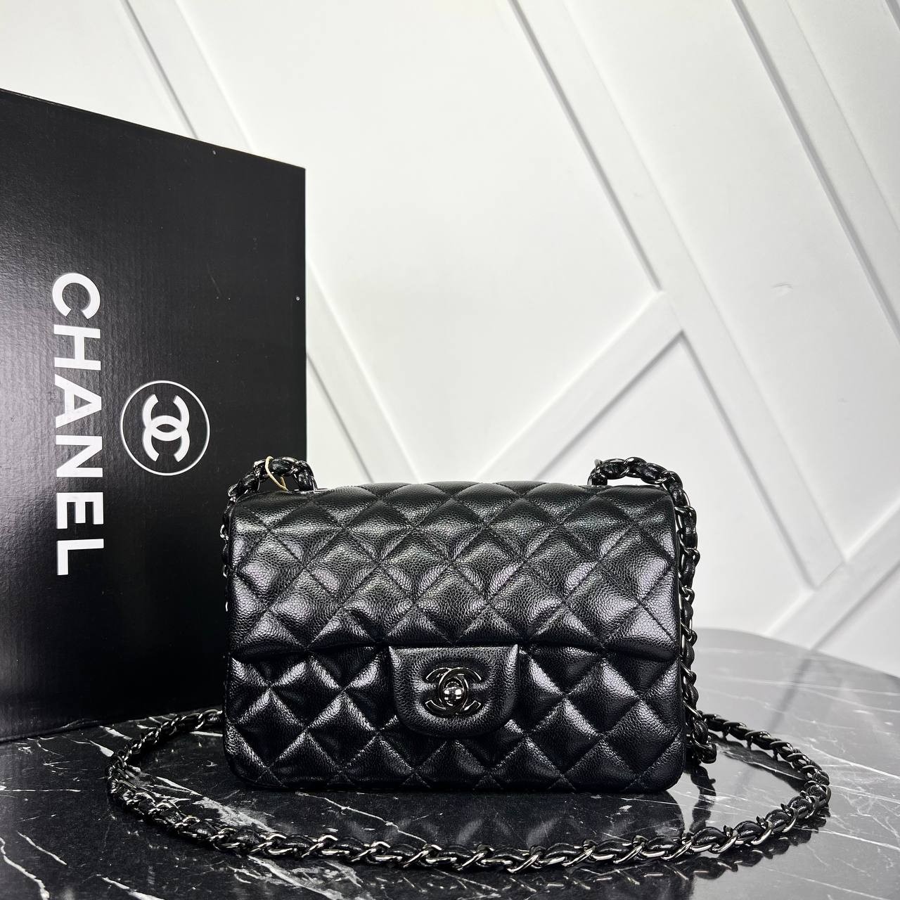 Picture of 1.55 Cappitone Mini Flap Bag  - Caviar Leather - Black Hardware