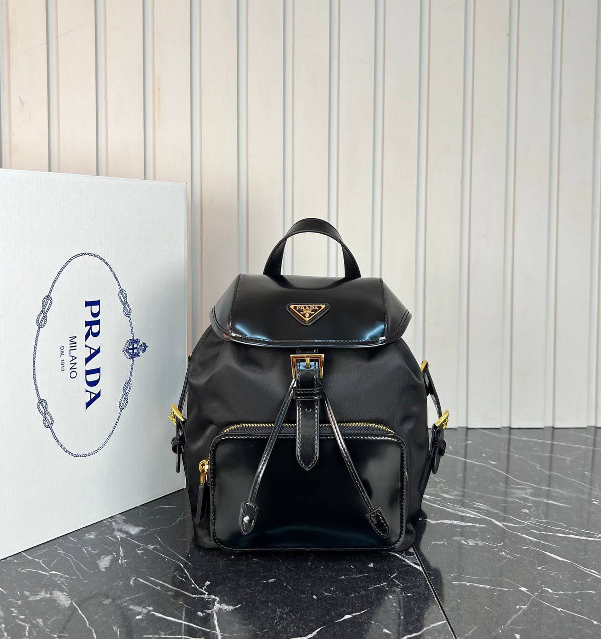 Picture of Re-Nylon Brushed Leather Backpack