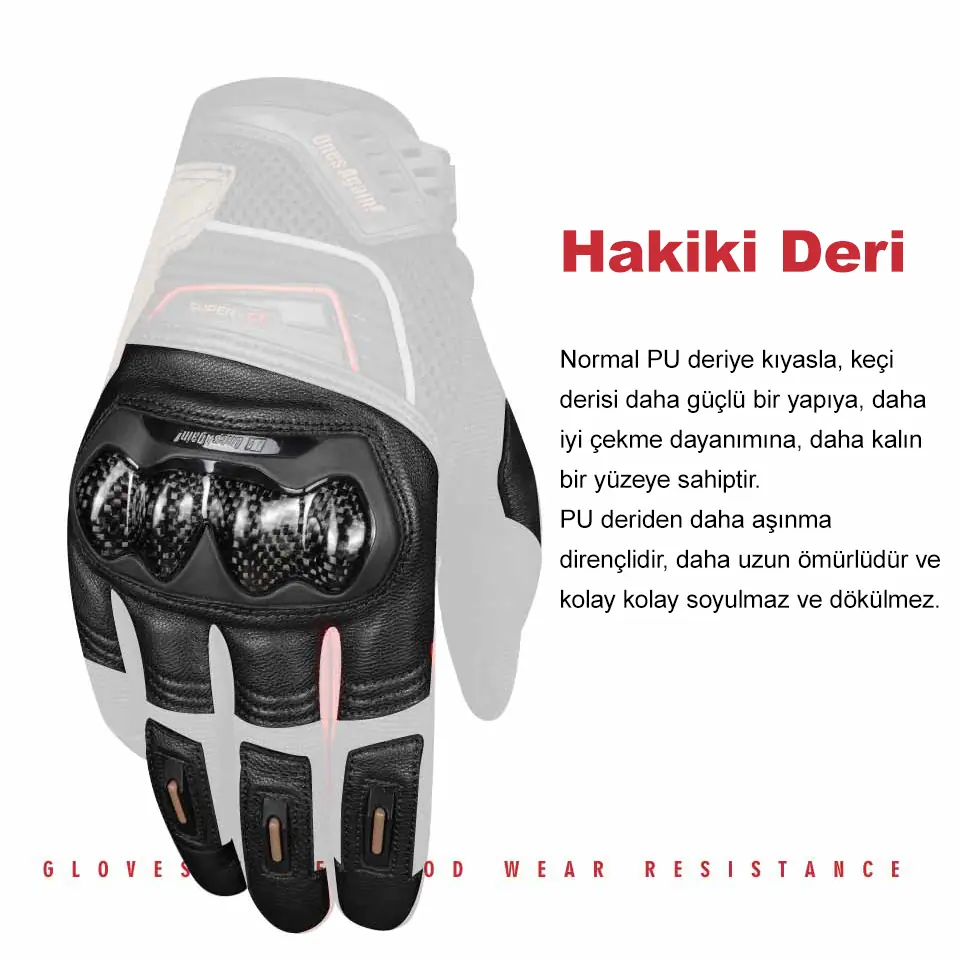 Ones Again MG08 Kevlar ve Karbon Korumalı Siyah Motosiklet Eldiveni