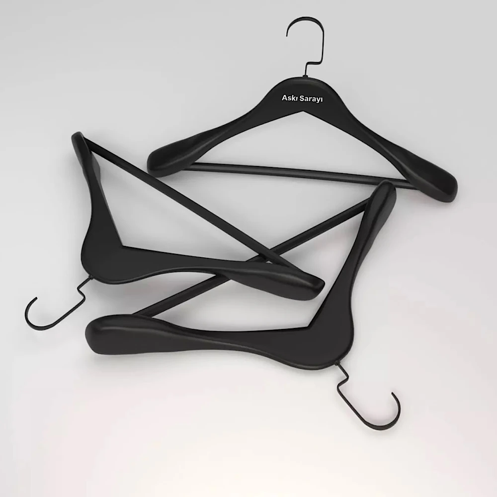 Siyah Ahşap Ceket Ve Palto Askısı Premium Özel Amerikan Kanca 