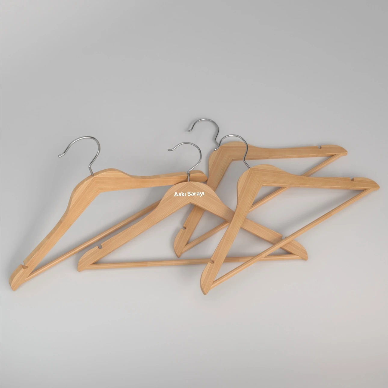 Naturel Ahşap Kıyafet Ve Elbise Askısı Standart Kanca