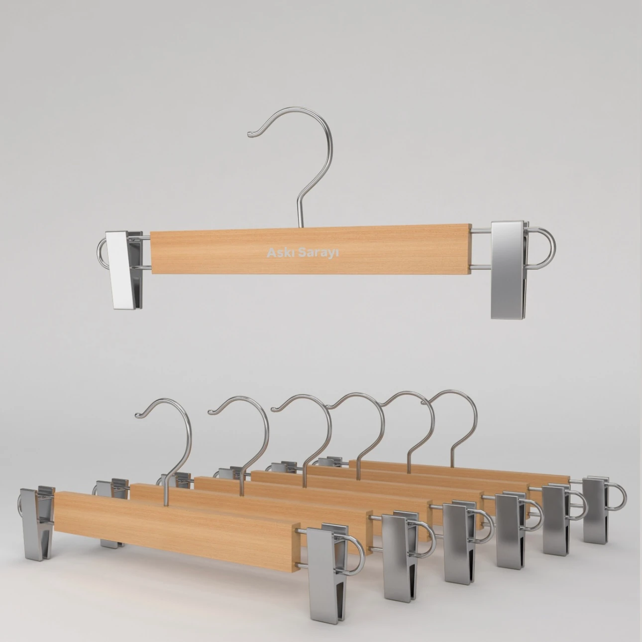 Naturel Ahşap Pantolon Ve Etek Askısı Standart Kanca 