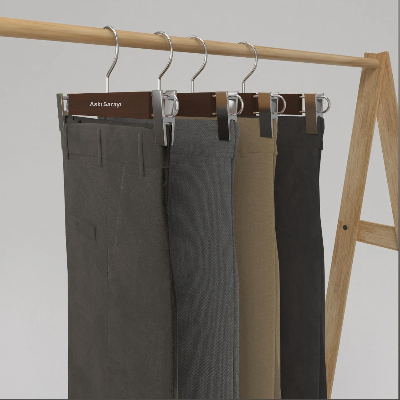 Ceviz Ahşap Pantolon Ve Etek Askısı Standart Kanca