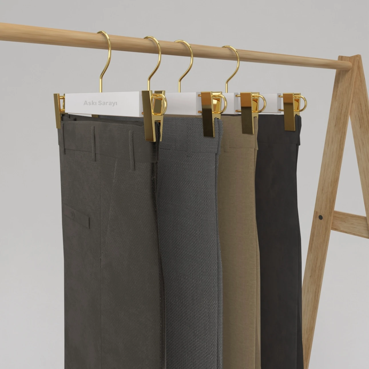 Beyaz Ahşap Pantolon Ve Etek Askısı Standart Kanca