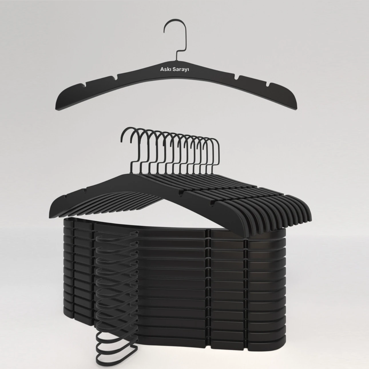 Siyah Ahşap Gelinlik Ve Abiye Askısı Özel Amerikan Kanca