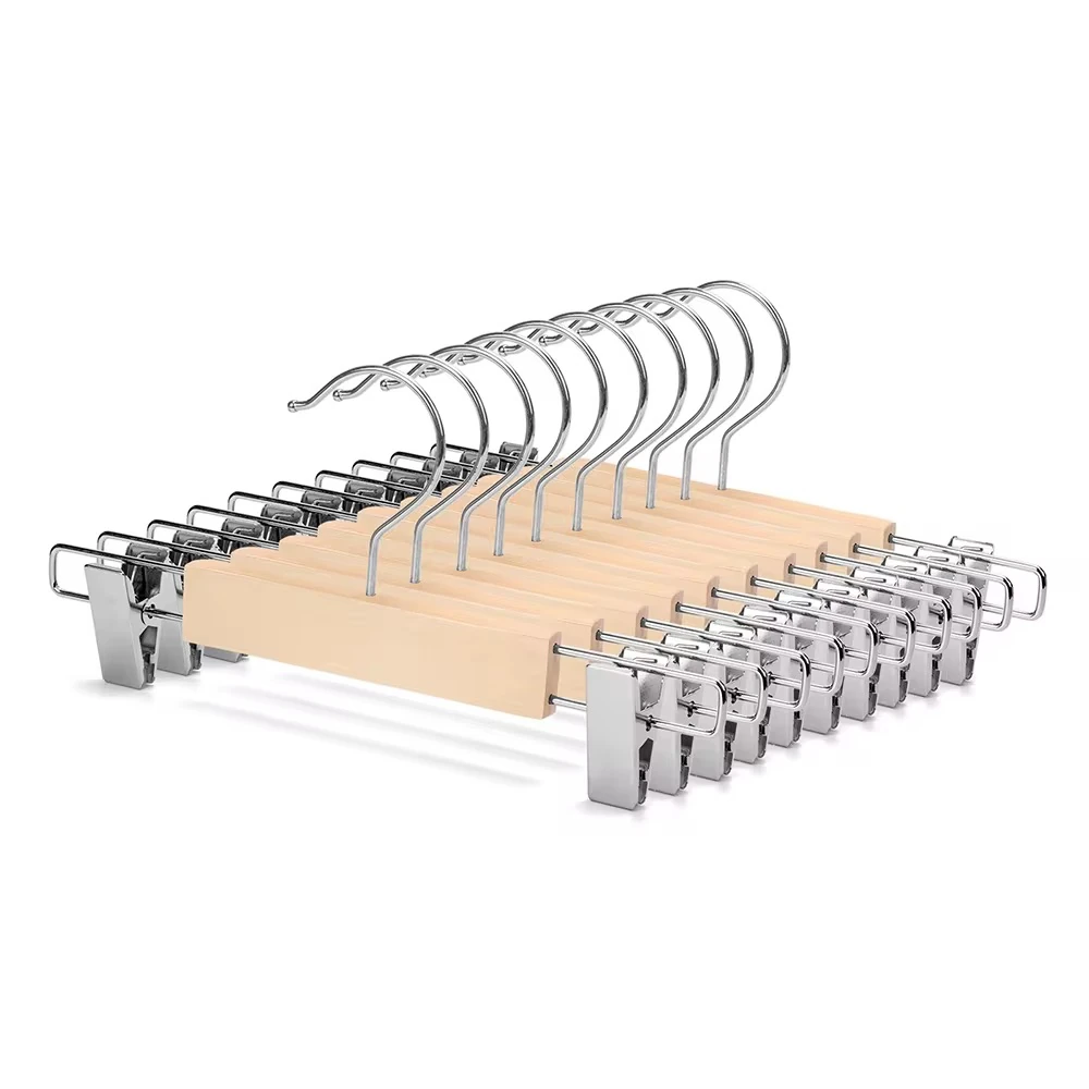 Ahşap Çocuk ve Bebek Pantolon & Etek Askısı Gümüş Kare Mandal Standart Kanca