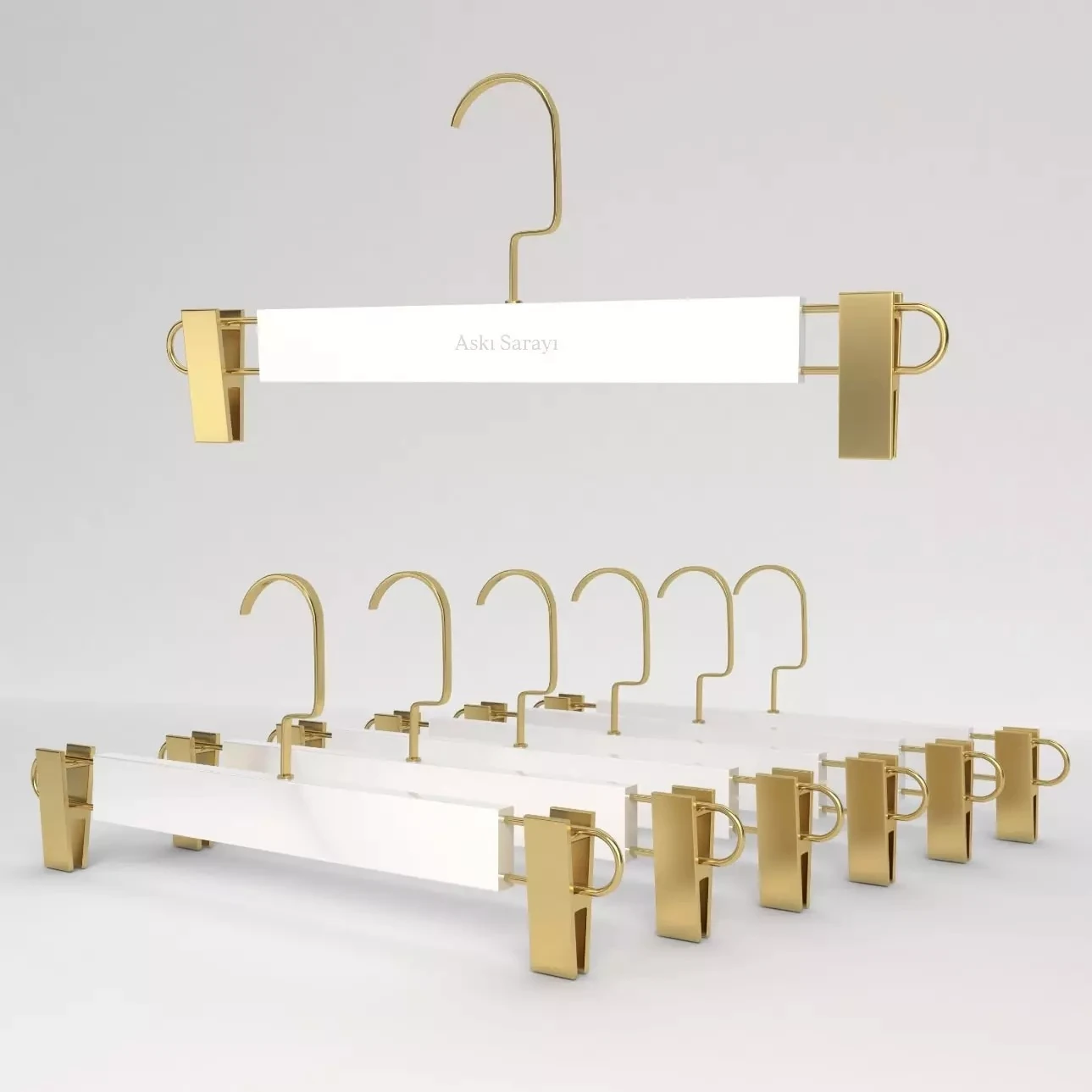 Beyaz Ahşap Pantolon Ve Etek Askısı Premium Özel Amerikan Kanca 