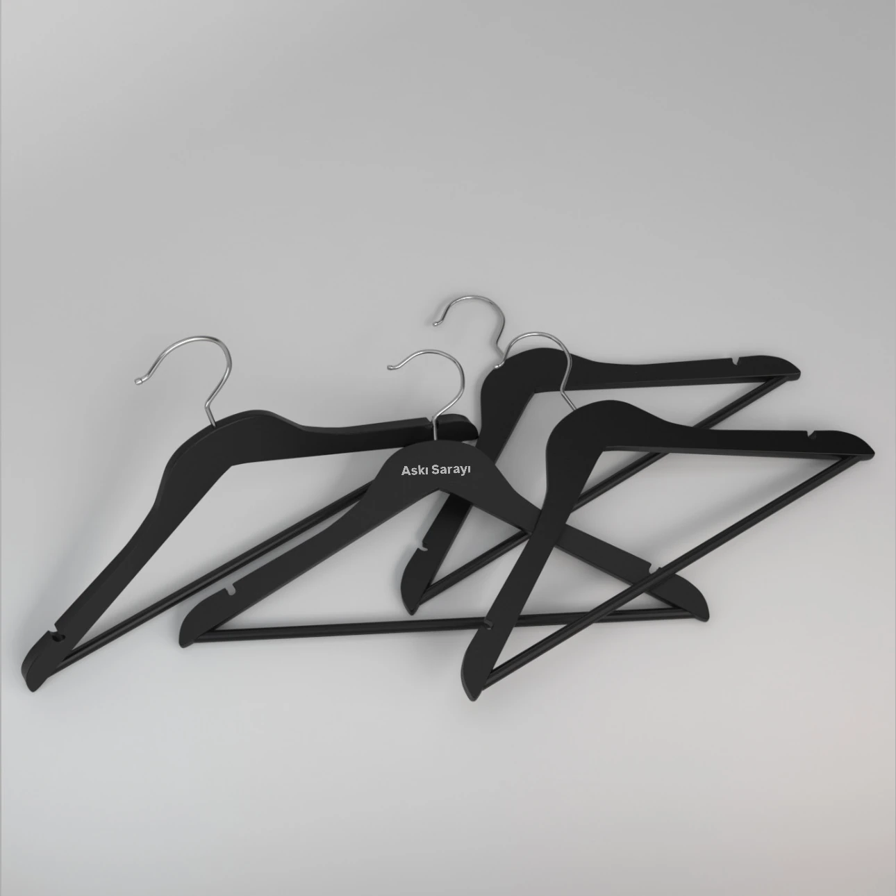 Siyah Ahşap Kıyafet Ve Elbise Askısı Standart Kanca