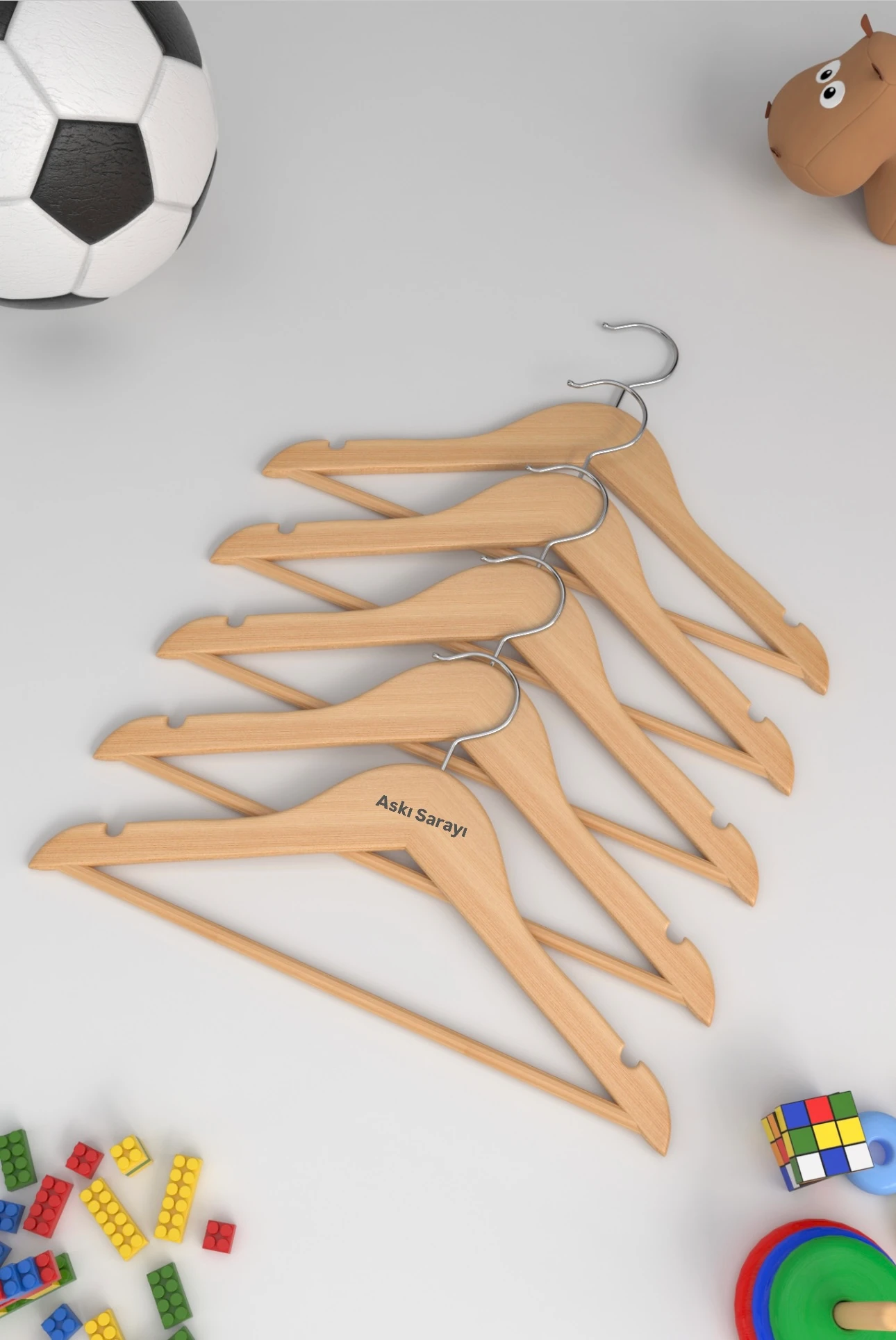 Naturel Ahşap Çocuk Ve Bebek Askısı Standart Kanca 