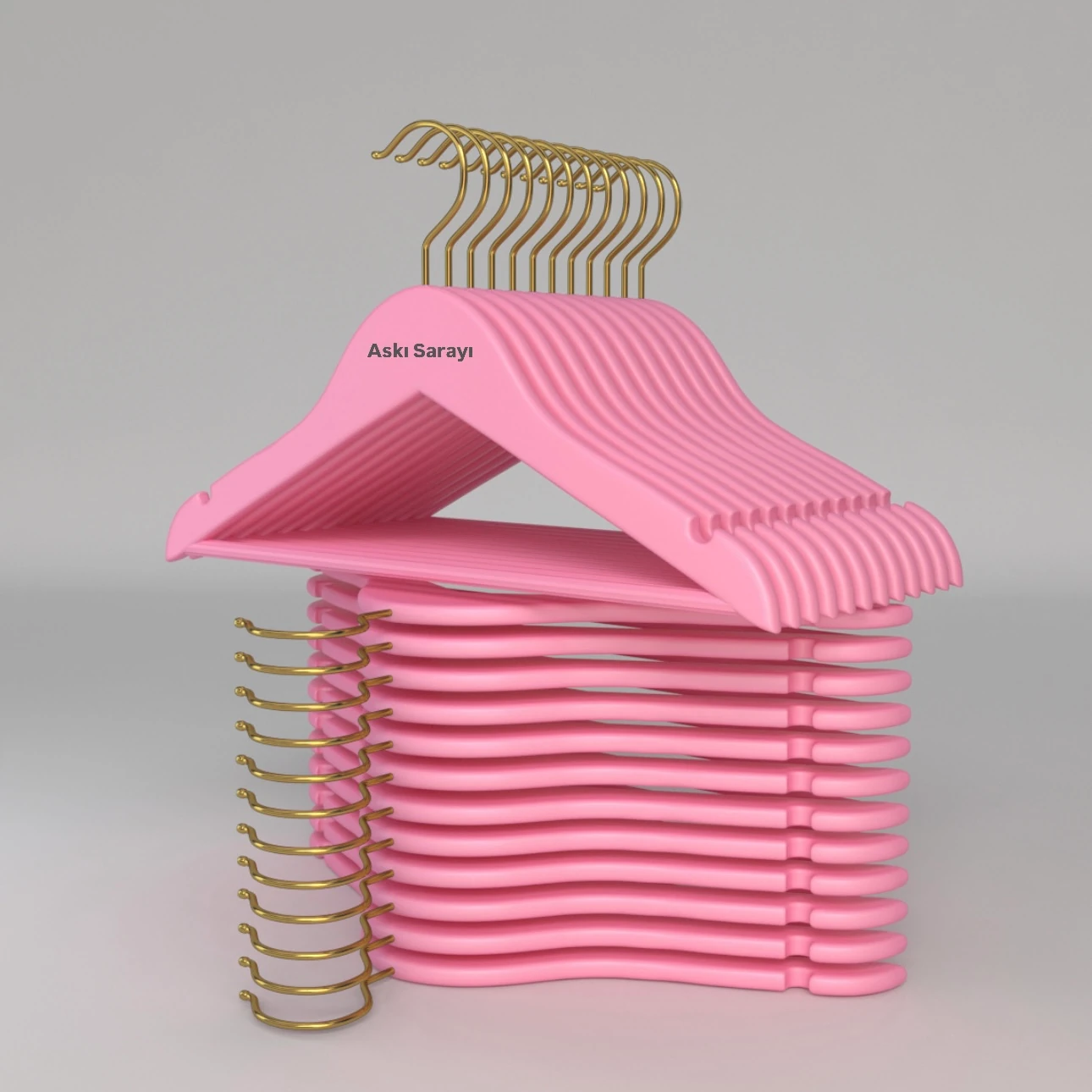 Pembe Ahşap Çocuk Ve Bebek Askısı Standart Kanca