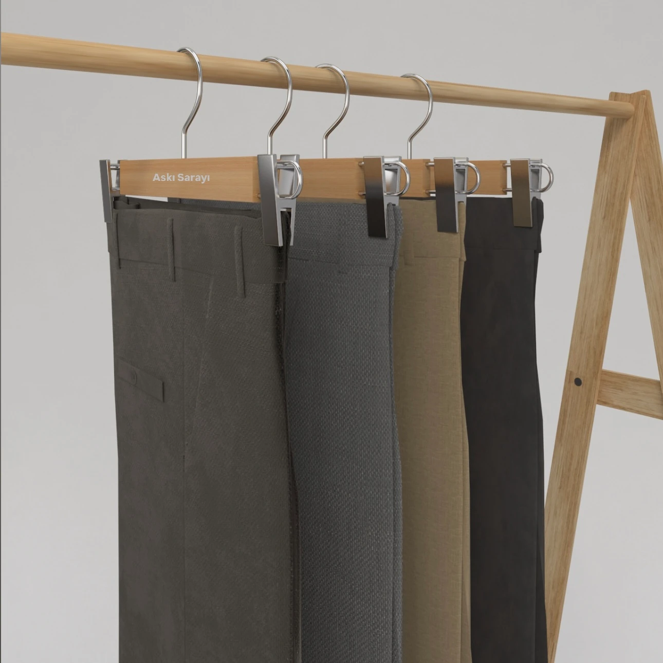 Naturel Ahşap Pantolon Ve Etek Askısı Standart Kanca 