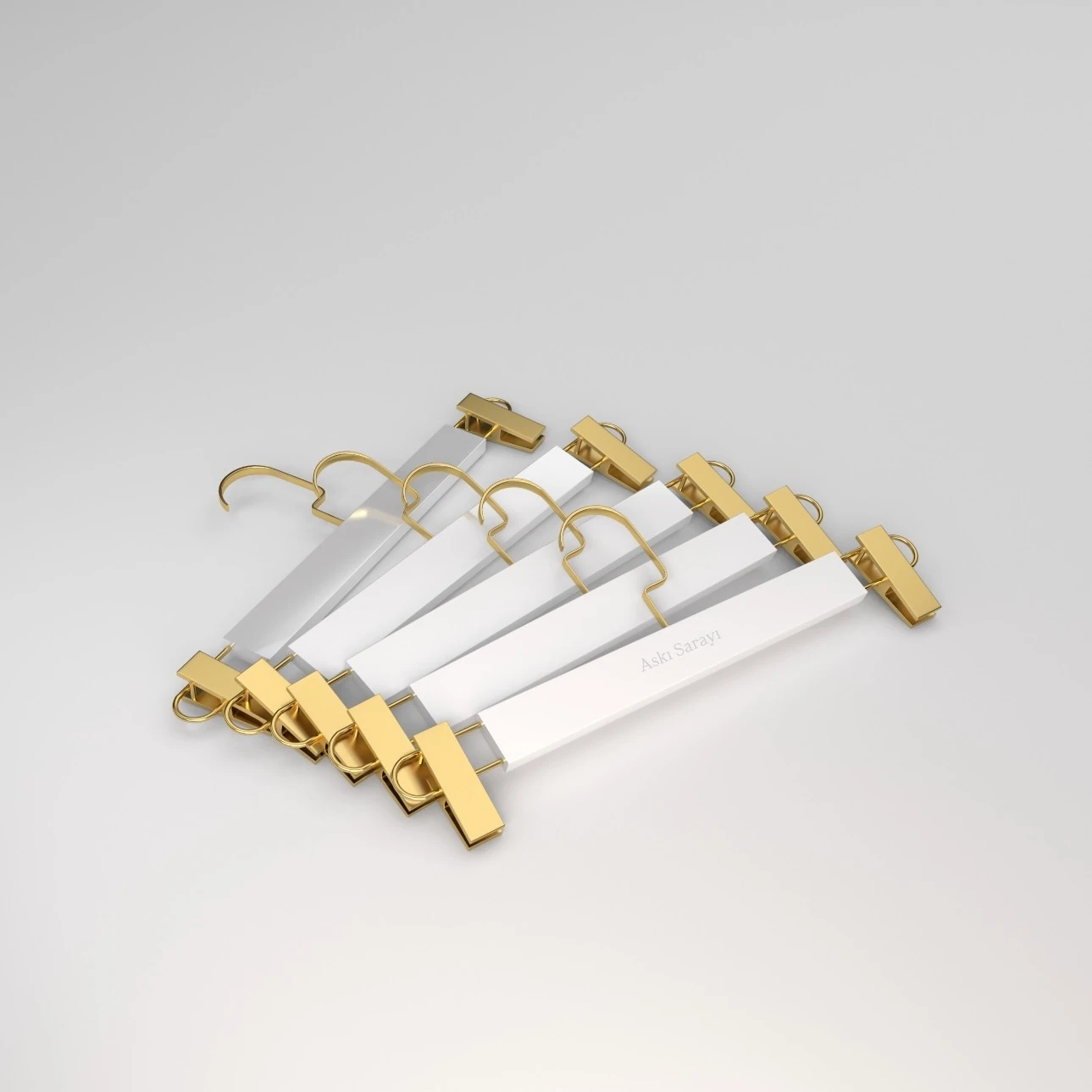 Beyaz Ahşap Pantolon Ve Etek Askısı Premium Özel Amerikan Kanca 