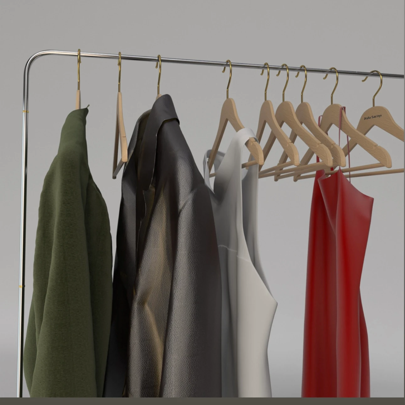 Bej Ahşap Görünümlü Plastik Elbise Ve Kıyafet Askısı Standart Kanca