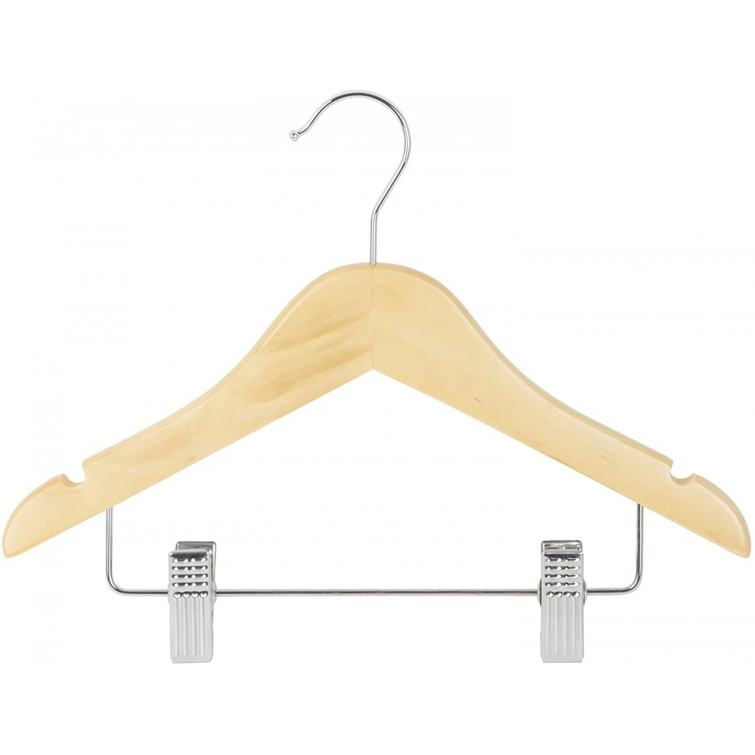 Naturel  Ahşap Çocuk Ve Bebek Askısı Alttan Klipsli Takım Askısı