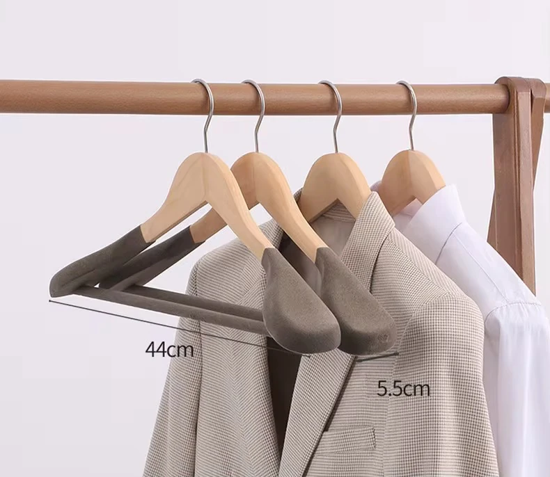 Naturel Ahşap Ceket Ve Palto Askısı Premium Özel Kadife Kaplama 