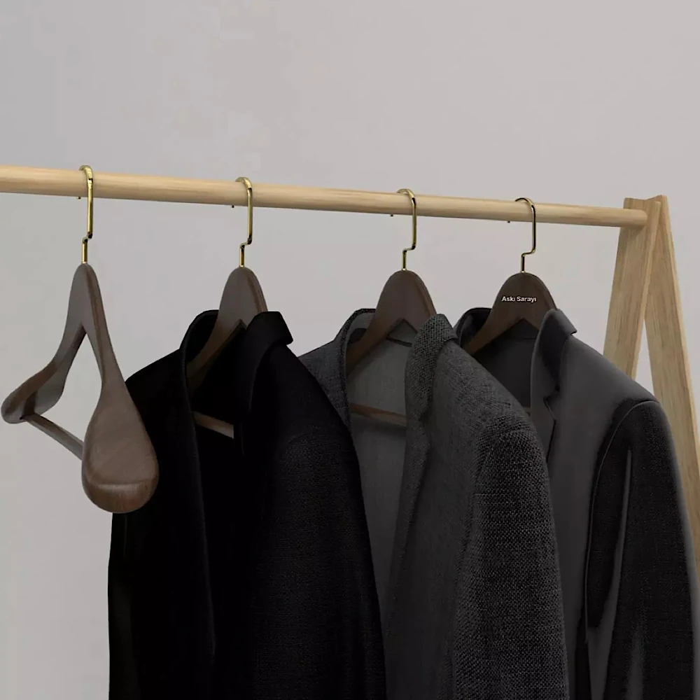 Ceviz Ahşap Ceket Ve Palto Askısı Premium Özel Amerikan Kanca