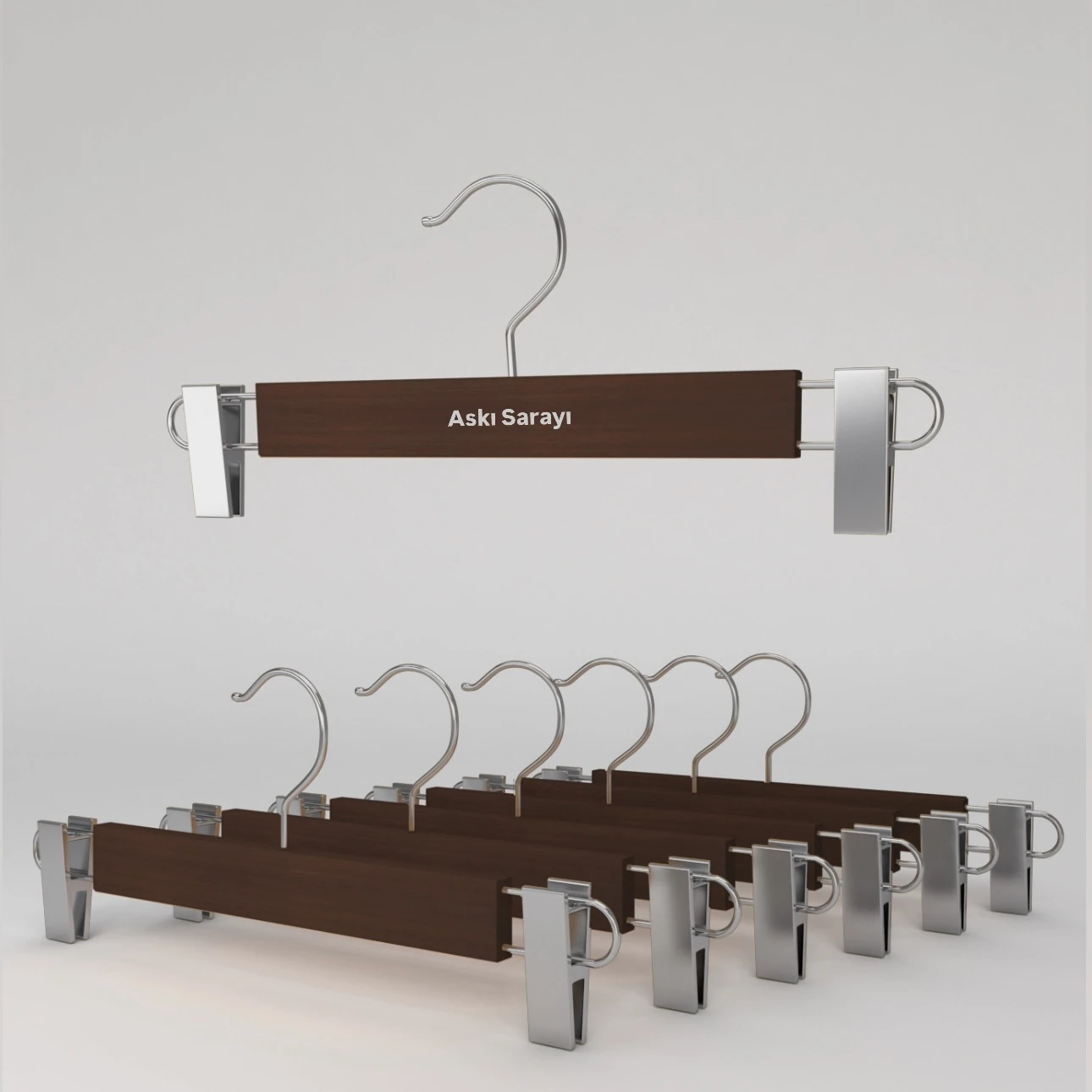 Ceviz Ahşap Pantolon Ve Etek Askısı Standart Kanca