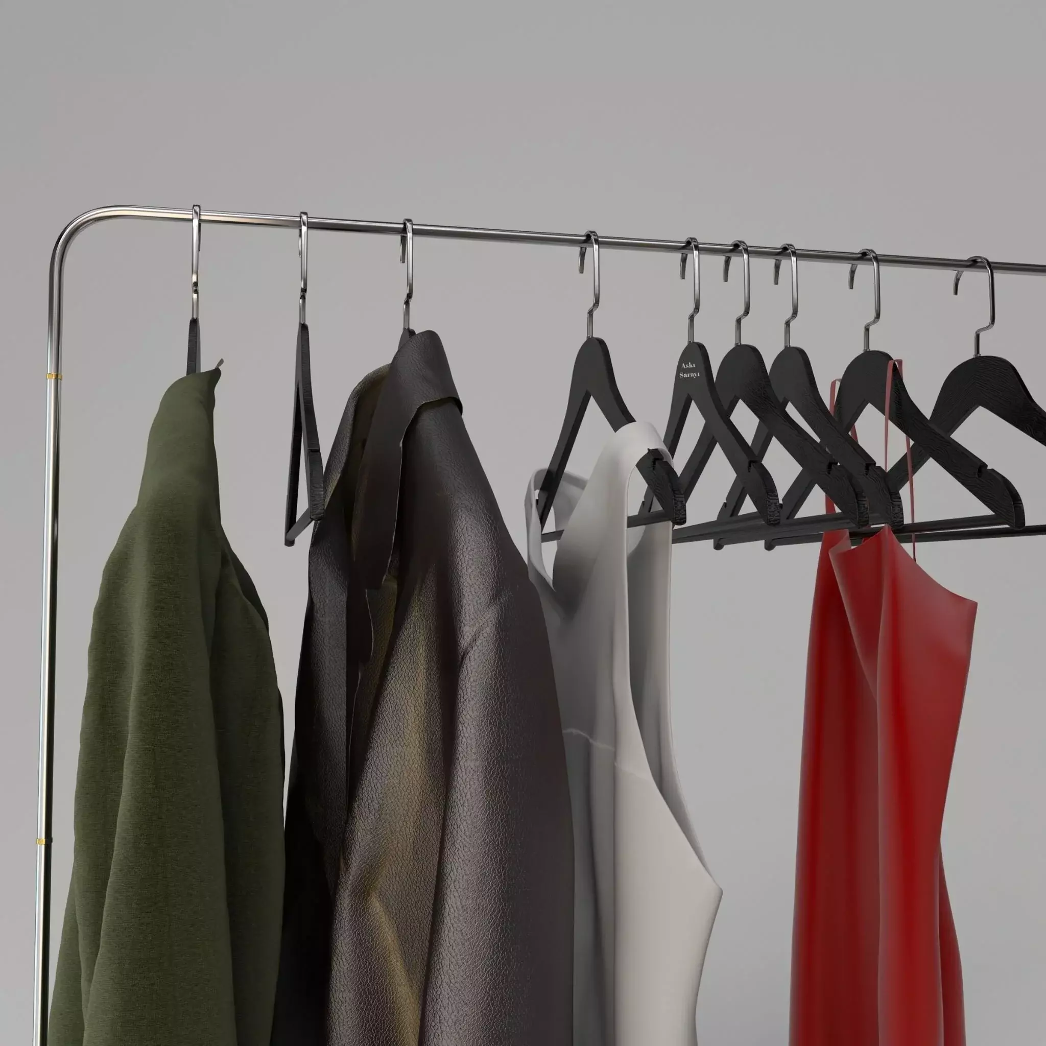 Siyah Ahşap Görünümlü Plastik Elbise Askısı Premium Özel Amerikan Kanca