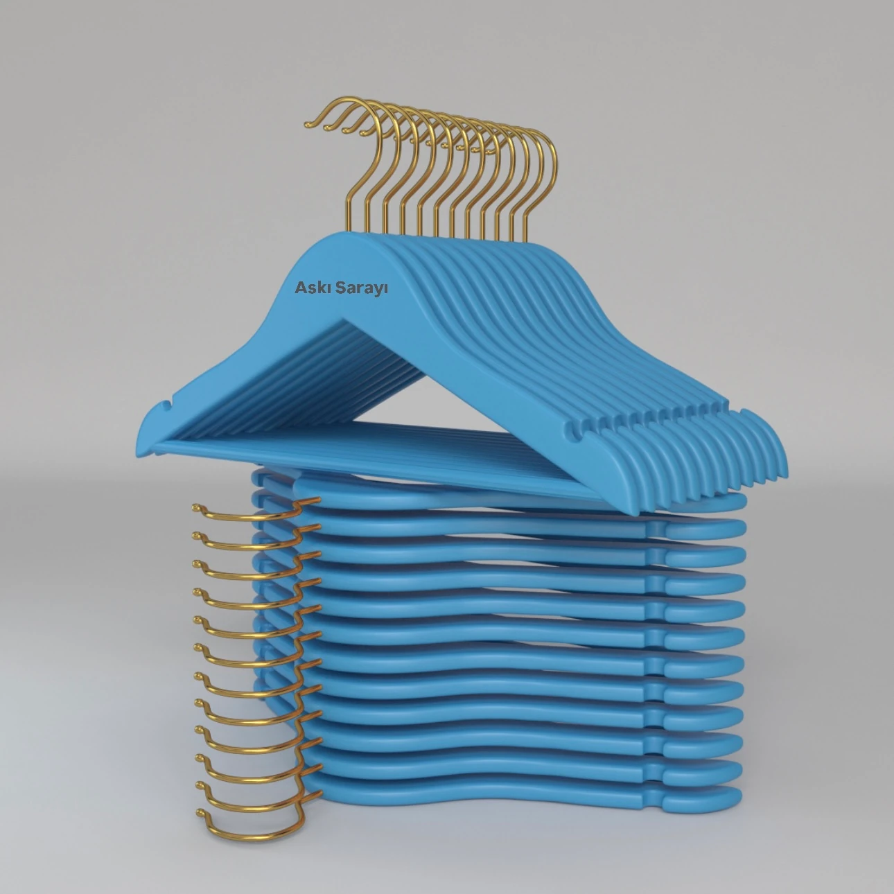 Mavi Ahşap Çocuk Ve Bebek Askısı Standart Kanca