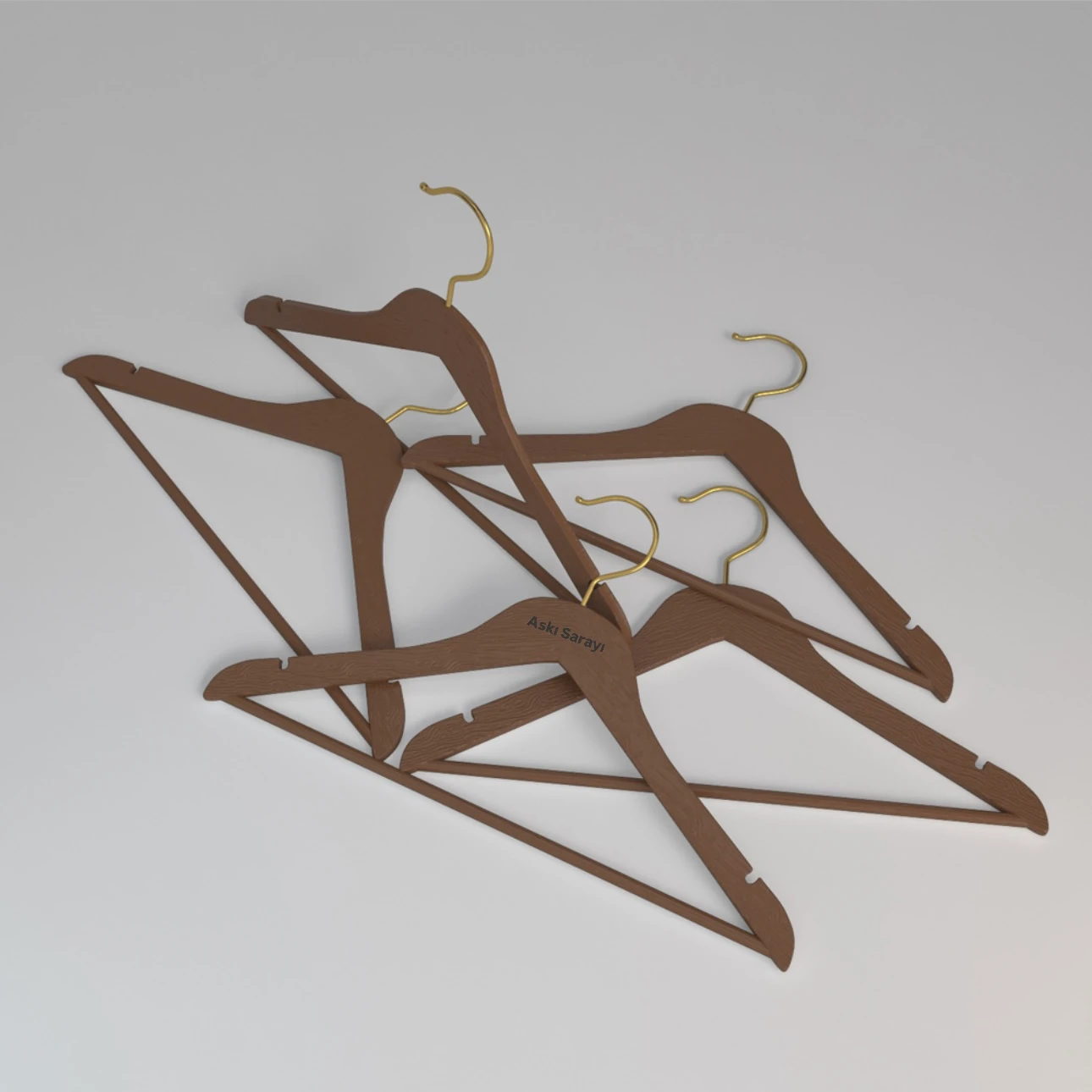 Kahverengi  Ahşap Görünümlü Plastik Elbise Ve Kıyafet Askısı Standart Kanca