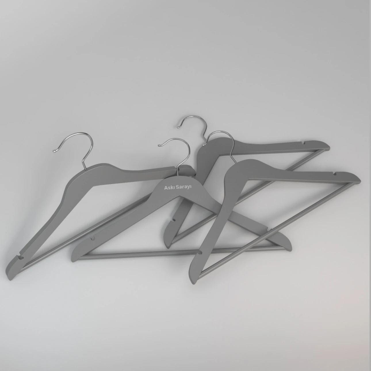 Gri Ahşap Kıyafet Ve Elbise Askısı Standart Kanca