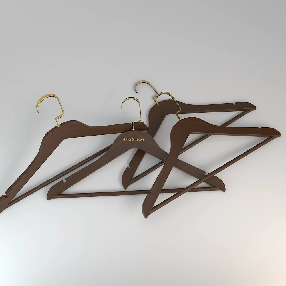 Ceviz  Ahşap Kıyafet Ve Elbise Askısı Premium Özel Amerikan Kanca