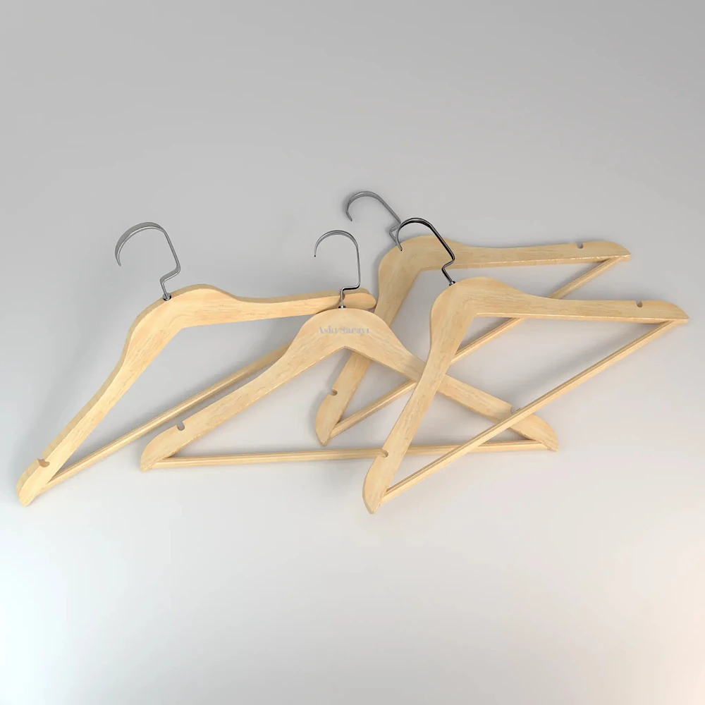 Naturel  Ahşap Kıyafet Ve Elbise Askısı Premium Özel Amerikan Kanca